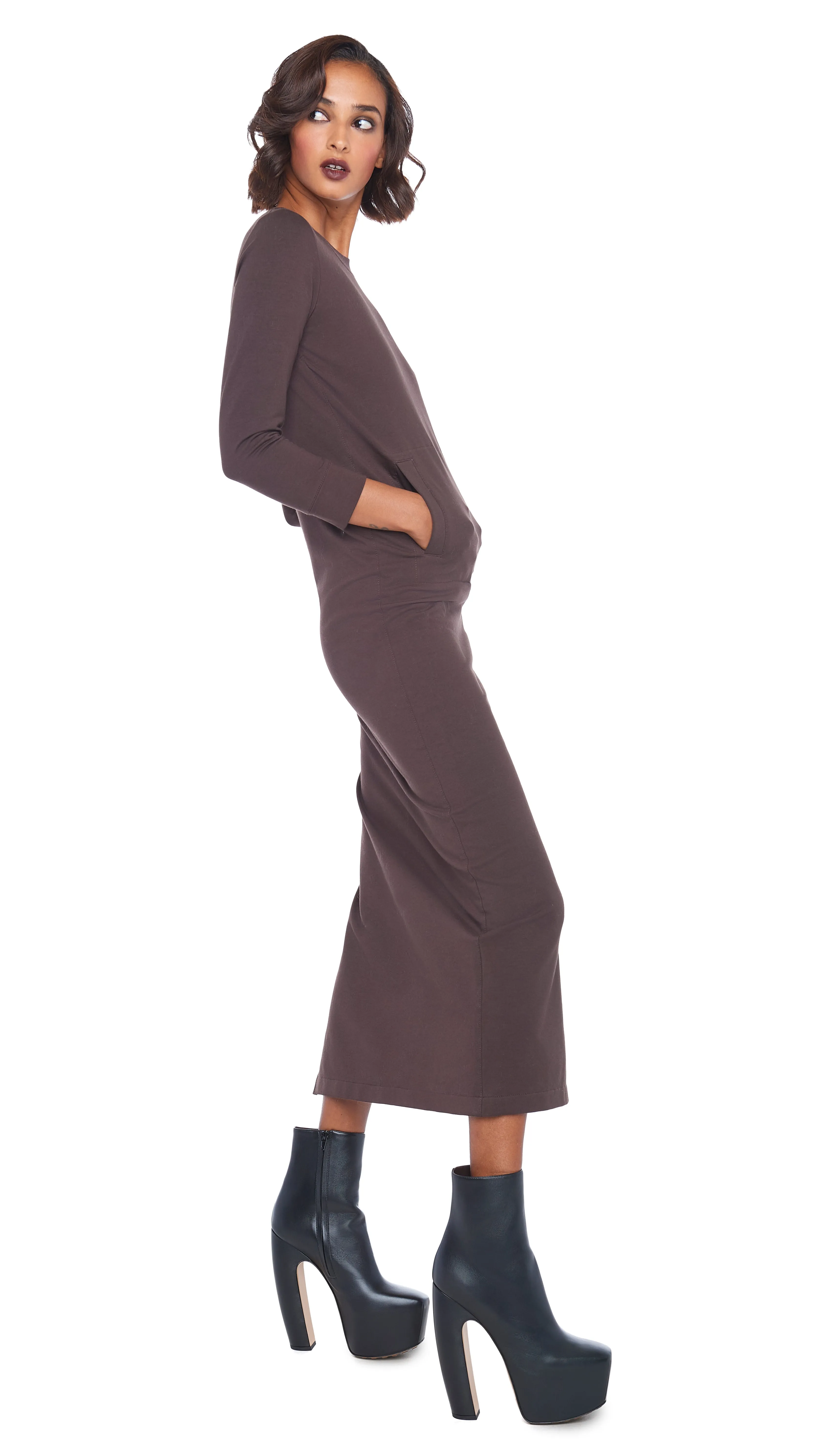 3/4 SLEEVE TAILORED TERRY GOWN sold by Norma Kamali product image thumbnail 4