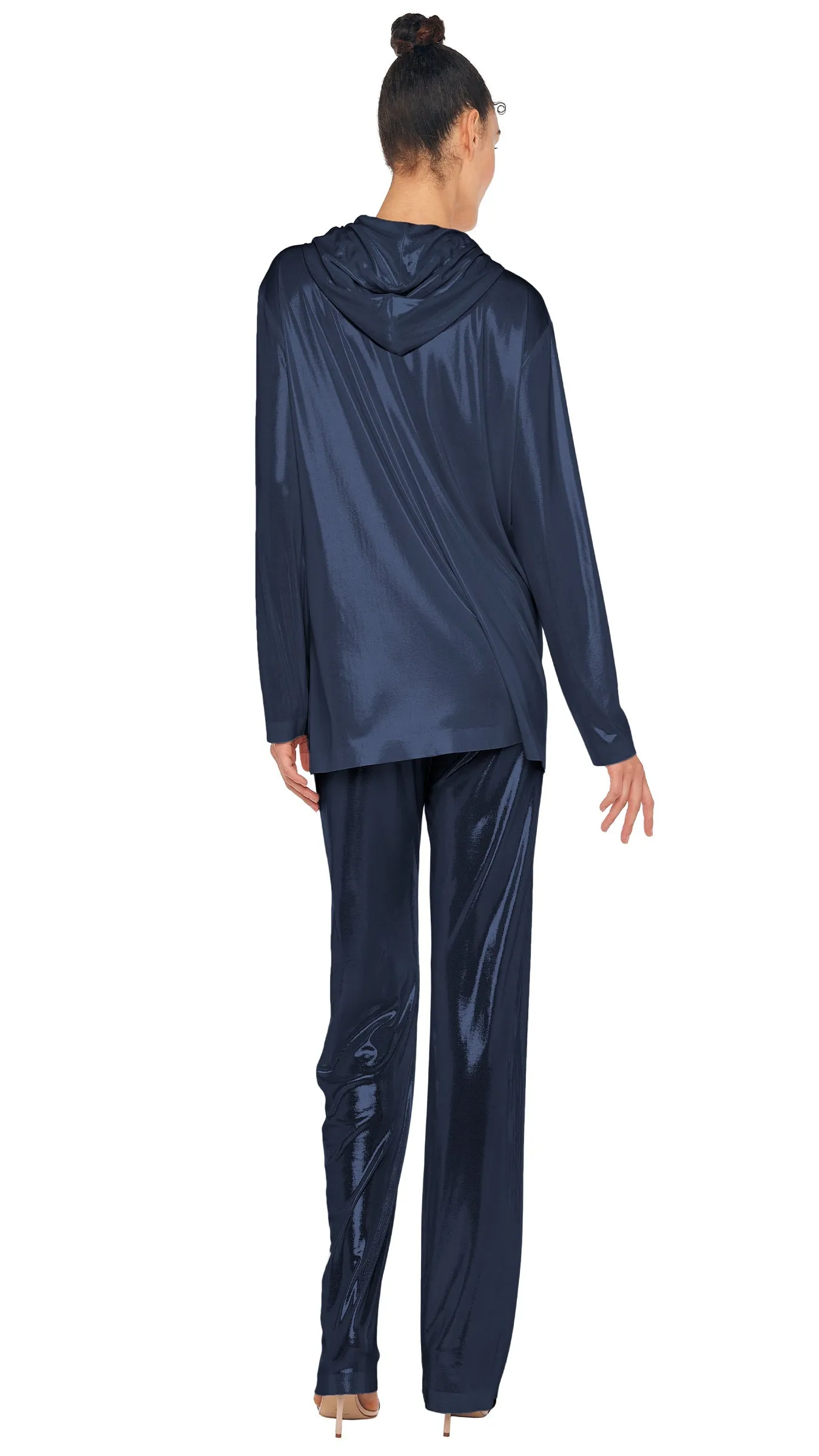 BOYFRIEND LONG SLEEVE HOODED TOP sold by Norma Kamali product image thumbnail 3