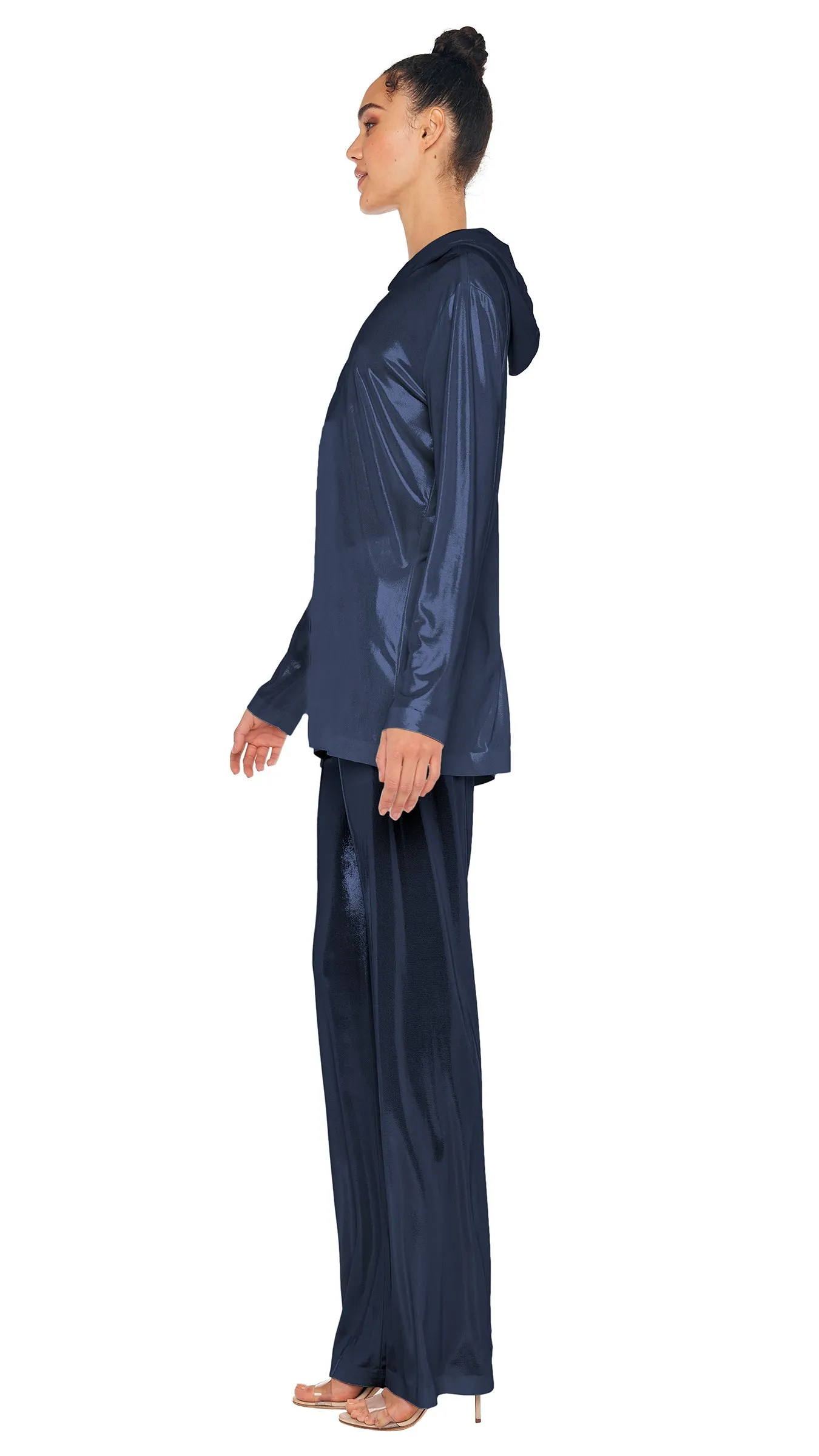 BOYFRIEND LONG SLEEVE HOODED TOP sold by Norma Kamali product image thumbnail 2