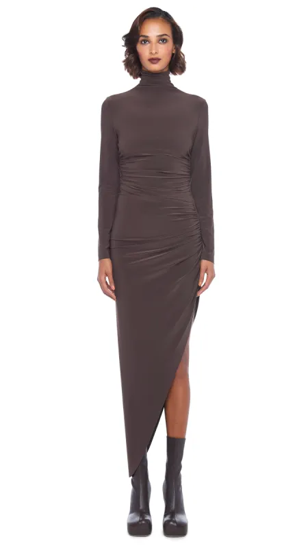 TURTLE NECK SIDE DRAPE GOWN sold by Norma Kamali