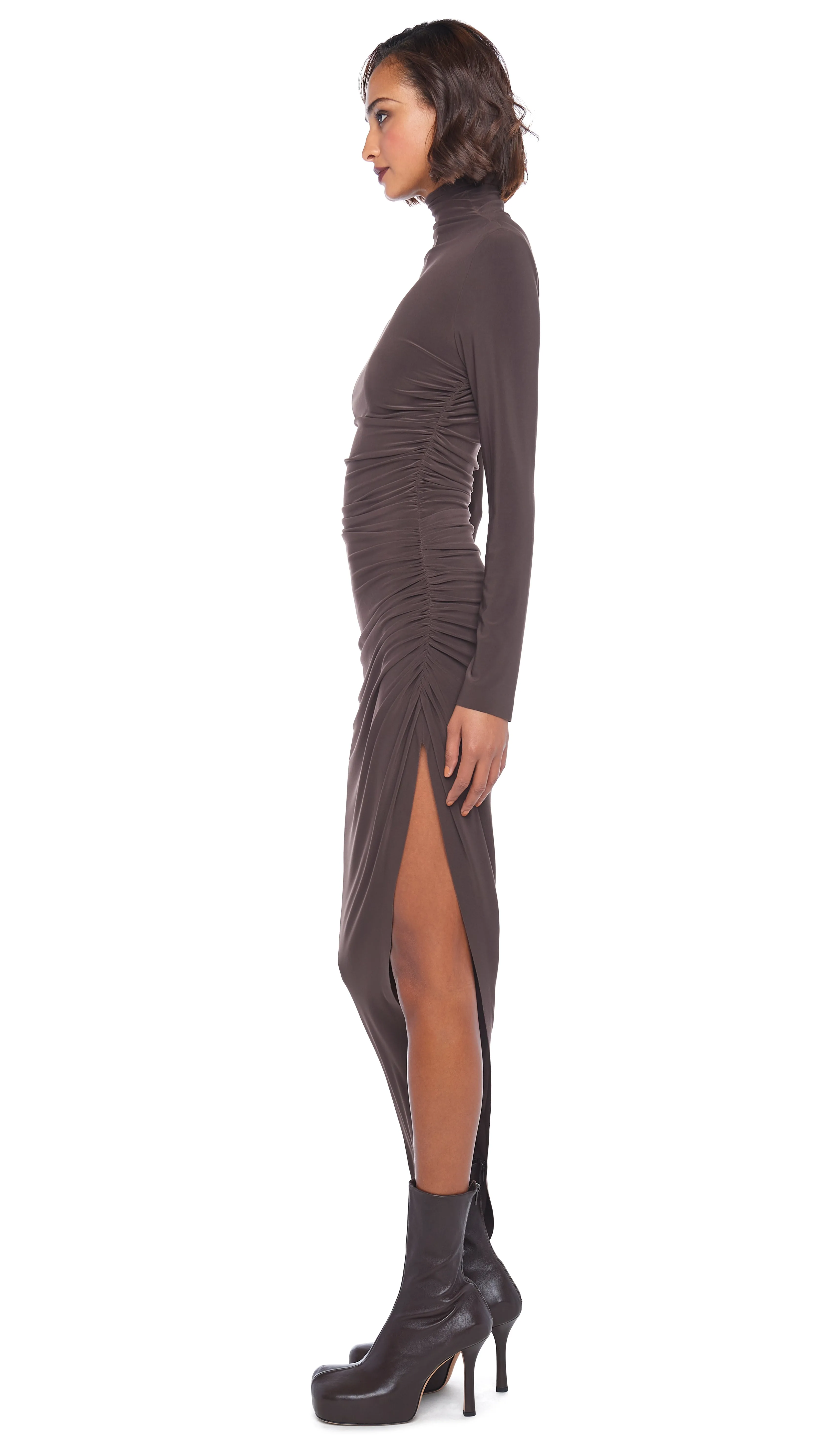 TURTLE NECK SIDE DRAPE GOWN sold by Norma Kamali product image thumbnail 2