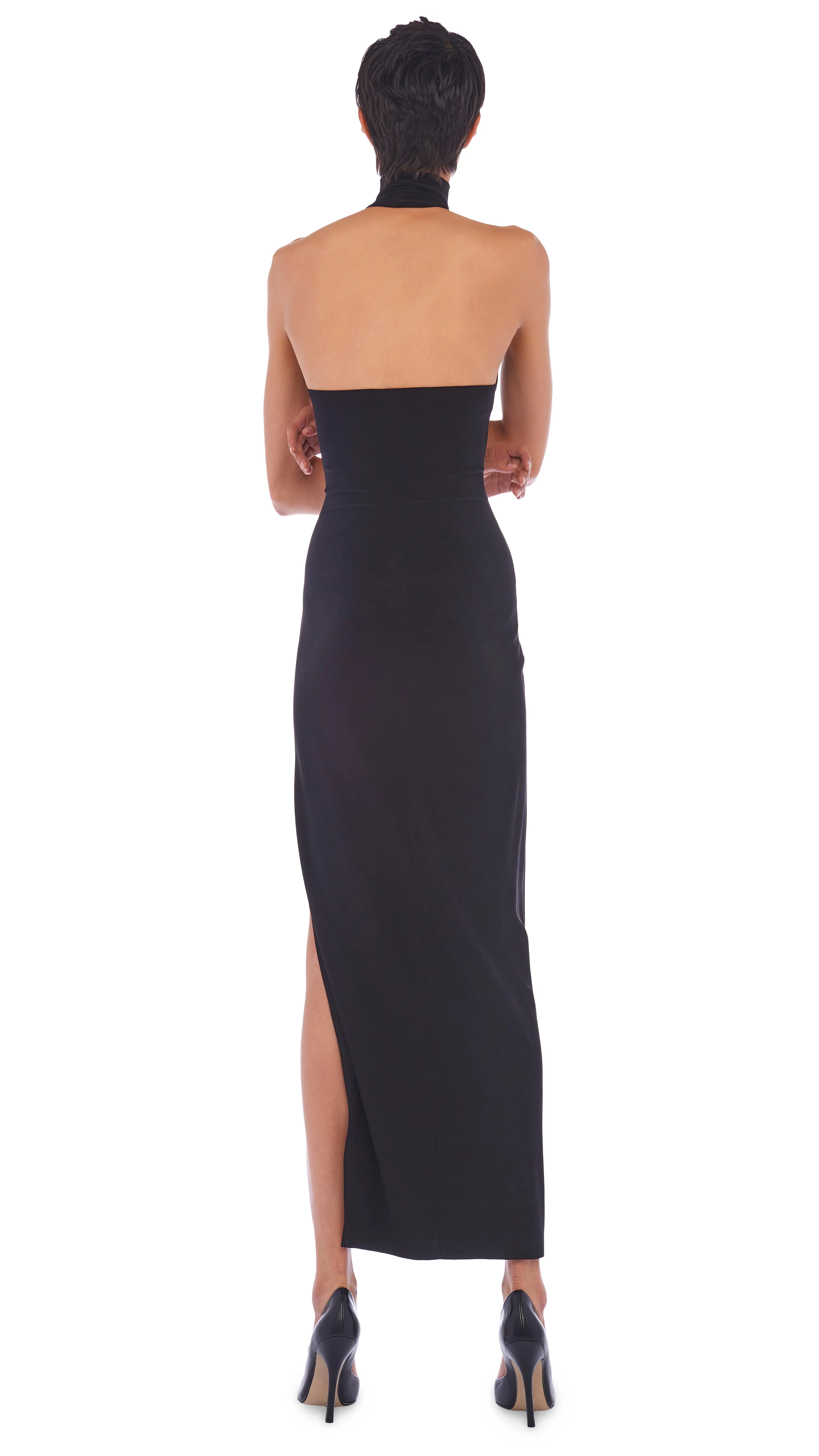 HALTER TURTLE SIDE SLIT GOWN sold by Norma Kamali product image thumbnail 3