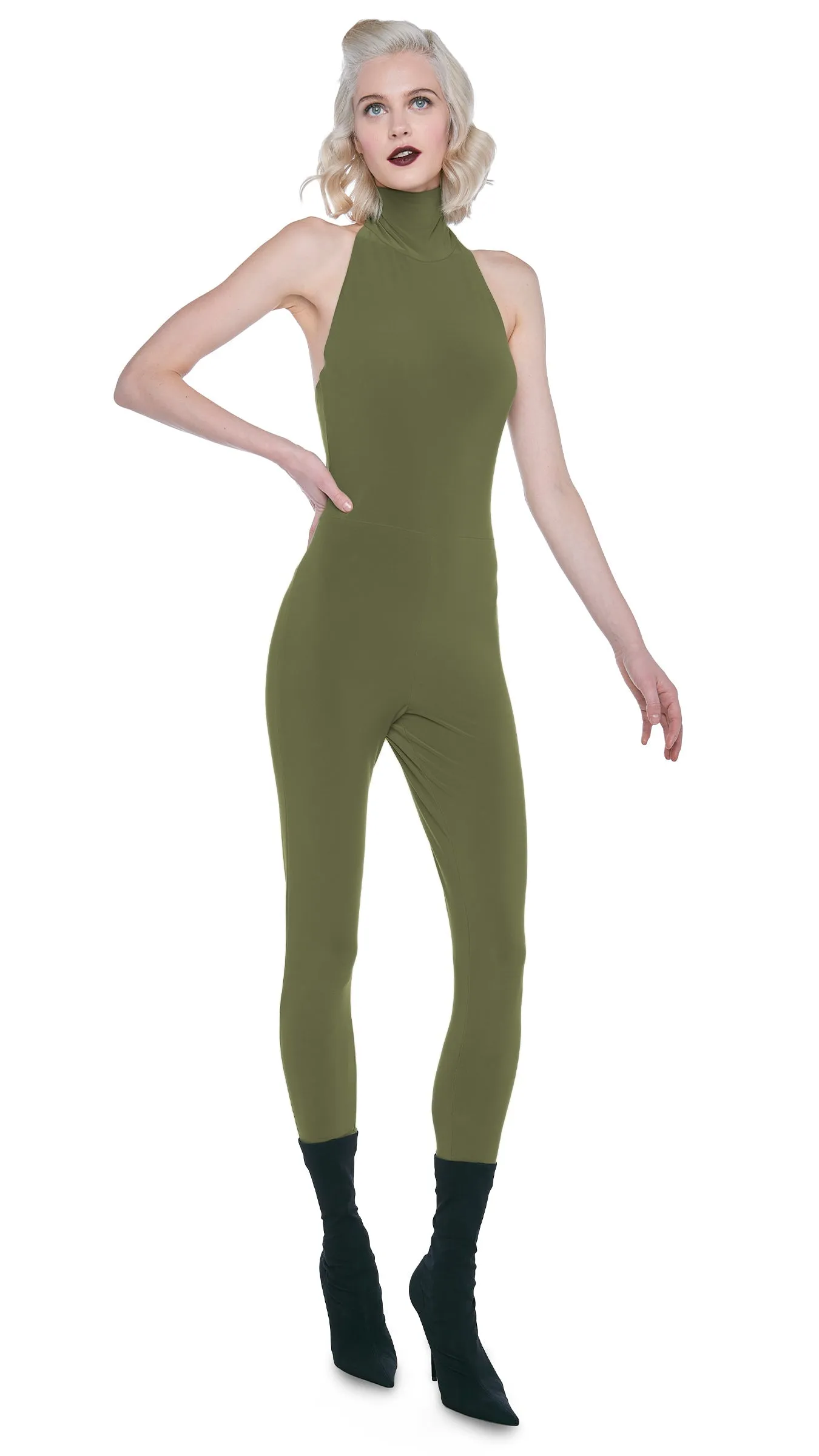 HALTER TURTLE CATSUIT W/ FOOTSIE sold by Norma Kamali product image thumbnail 5