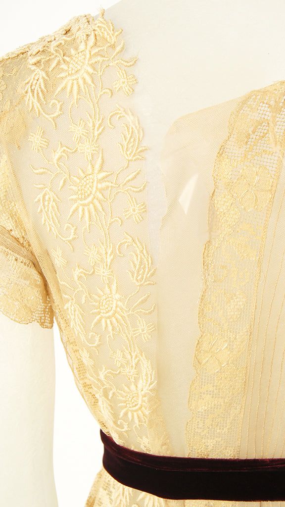 SHORT SLEEVE LACE EMBROIDERED CHEMISE sold by Norma Kamali product image thumbnail 3