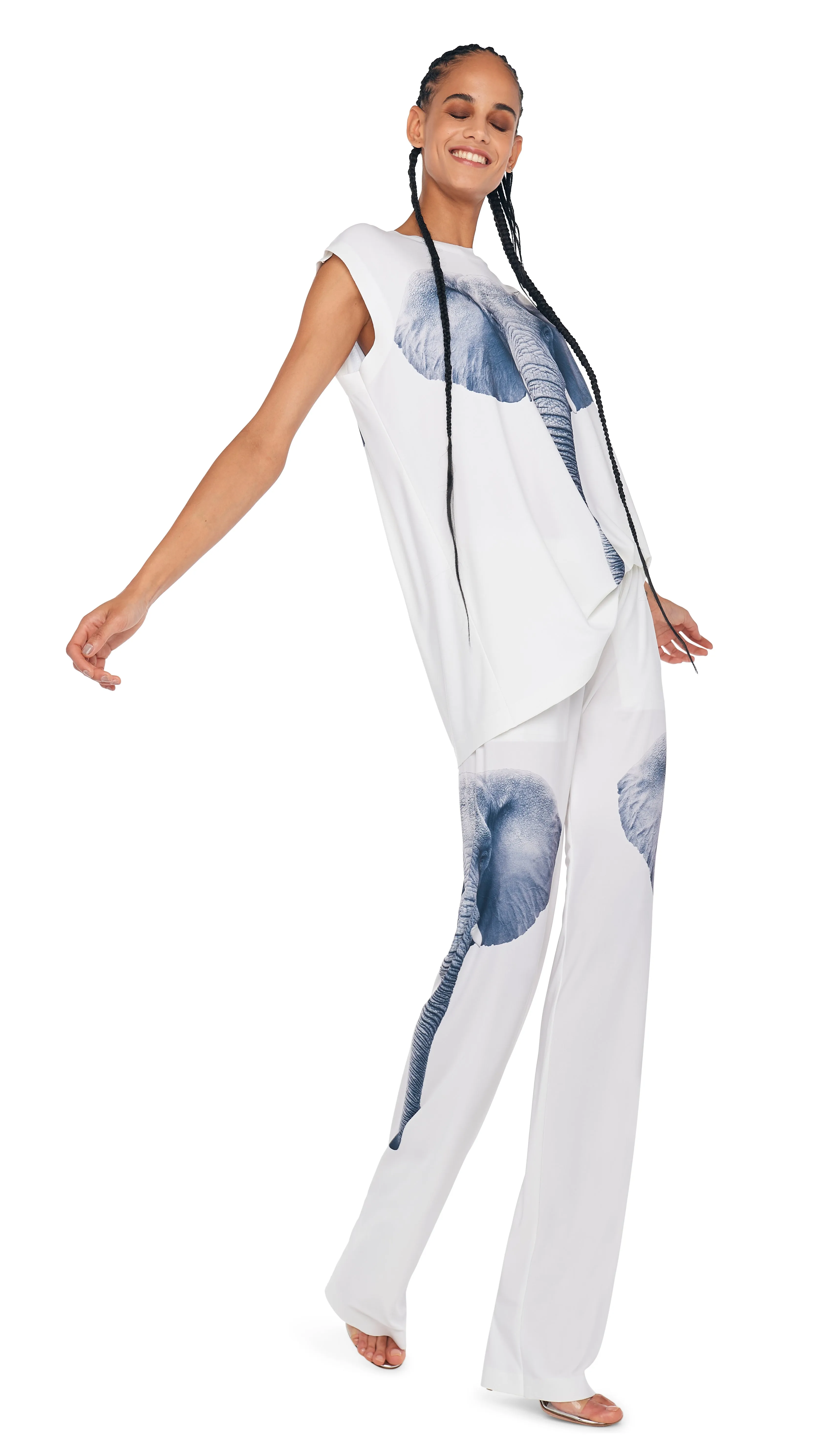SLEEVELESS BOYFRIEND CREWNECK TOP sold by Norma Kamali product image thumbnail 4