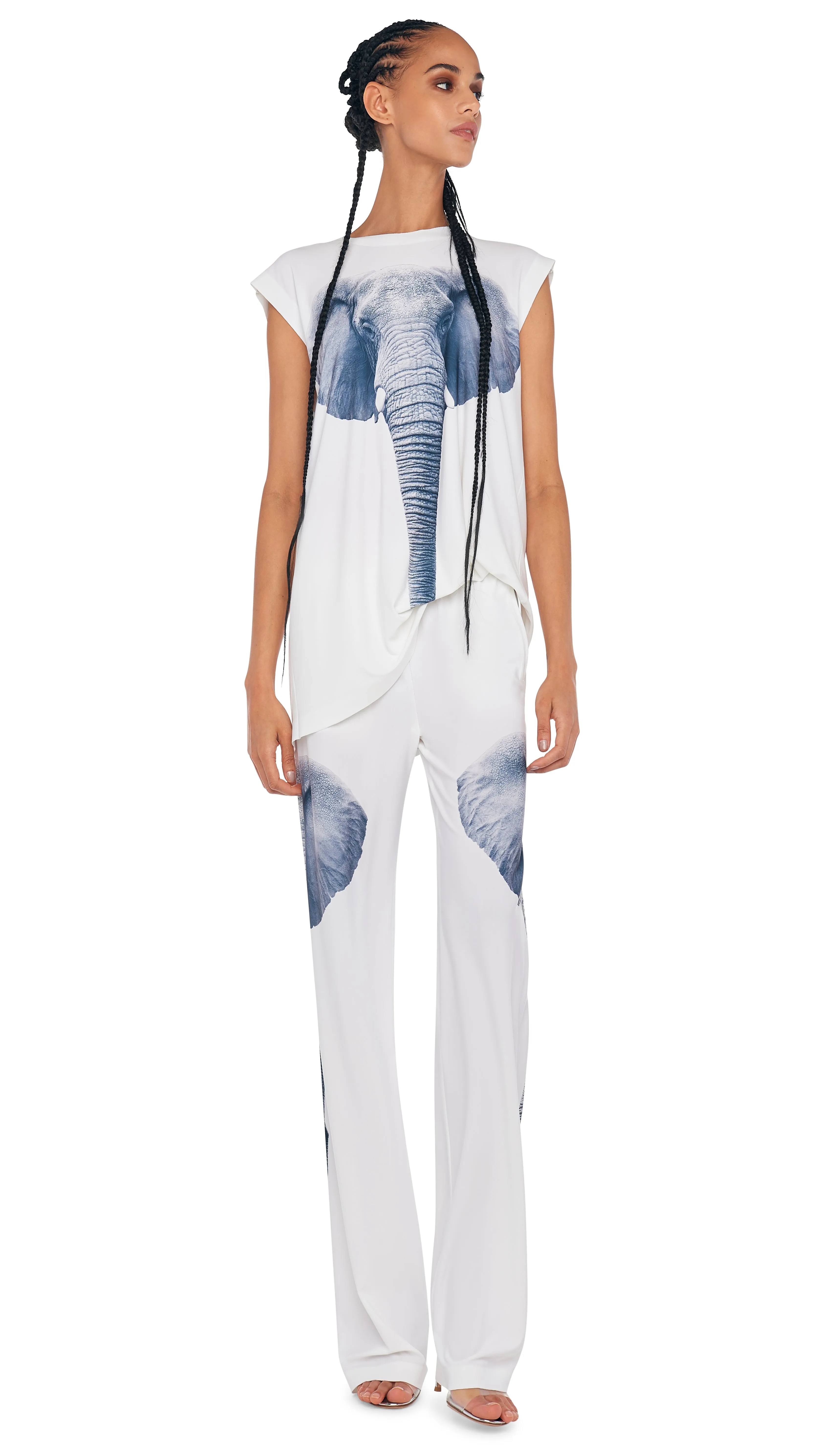 SLEEVELESS BOYFRIEND CREWNECK TOP sold by Norma Kamali