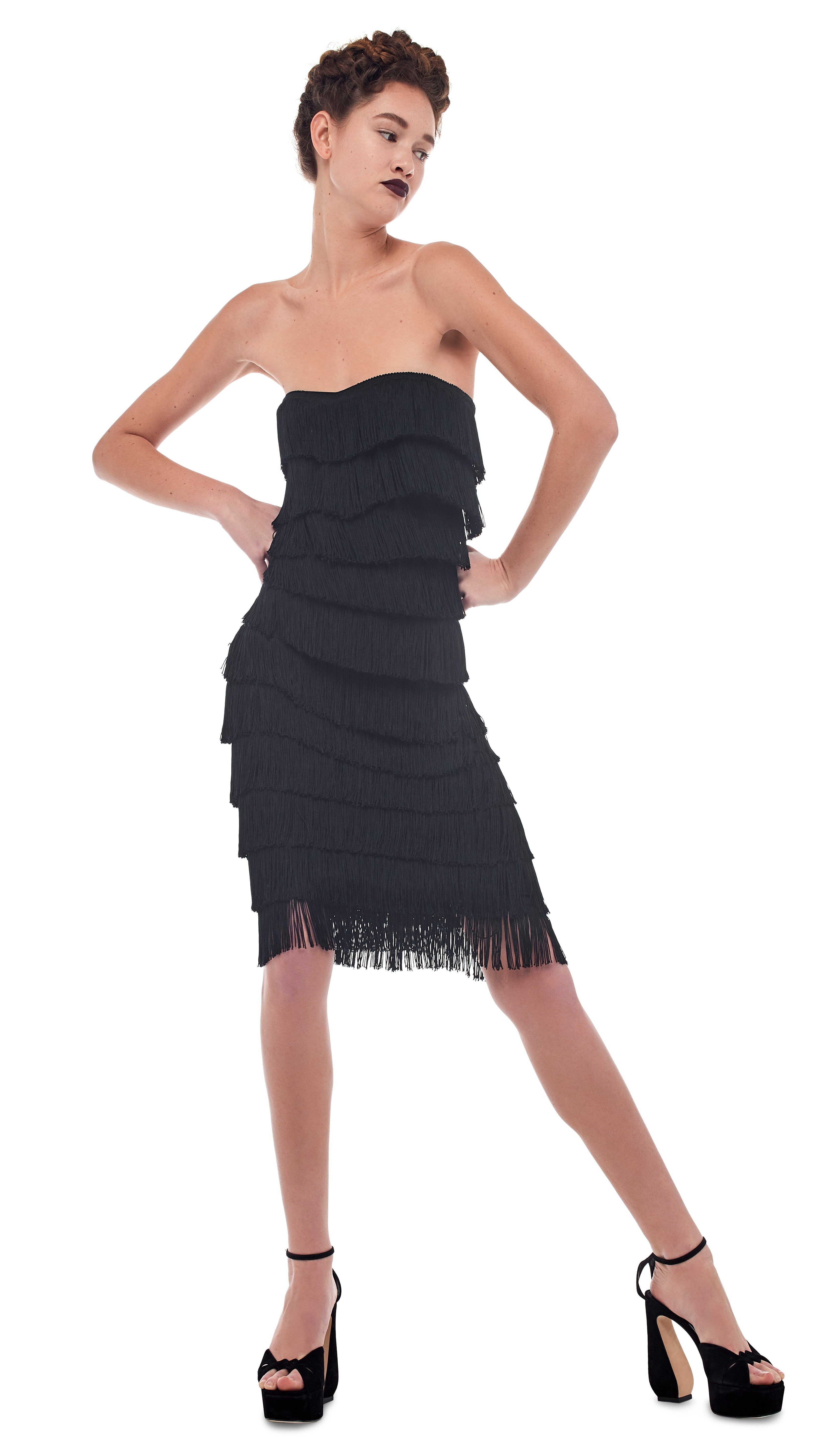 FRINGE SWEETHEART DRESS sold by Norma Kamali product image thumbnail 5