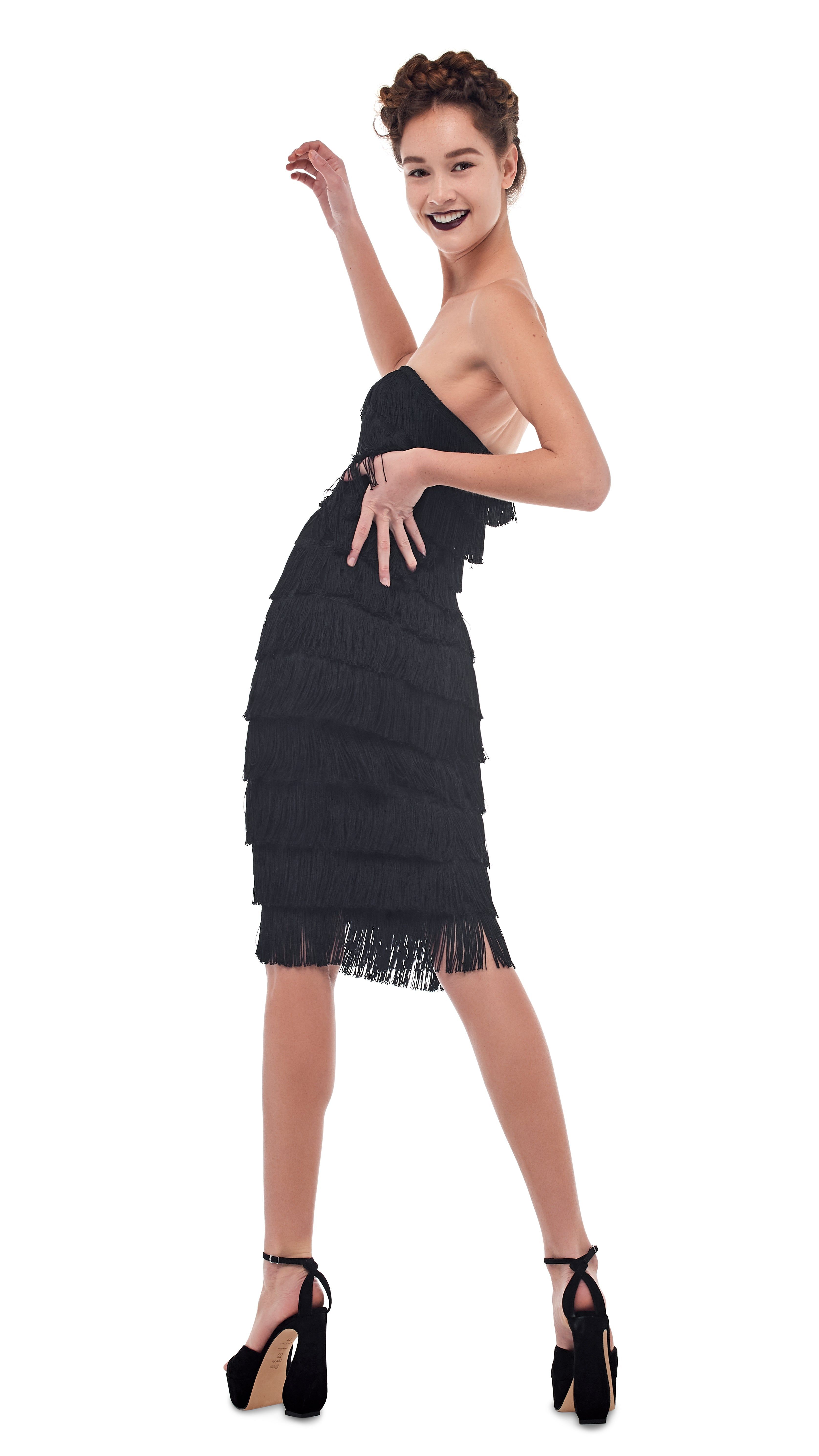 FRINGE SWEETHEART DRESS sold by Norma Kamali product image thumbnail 4