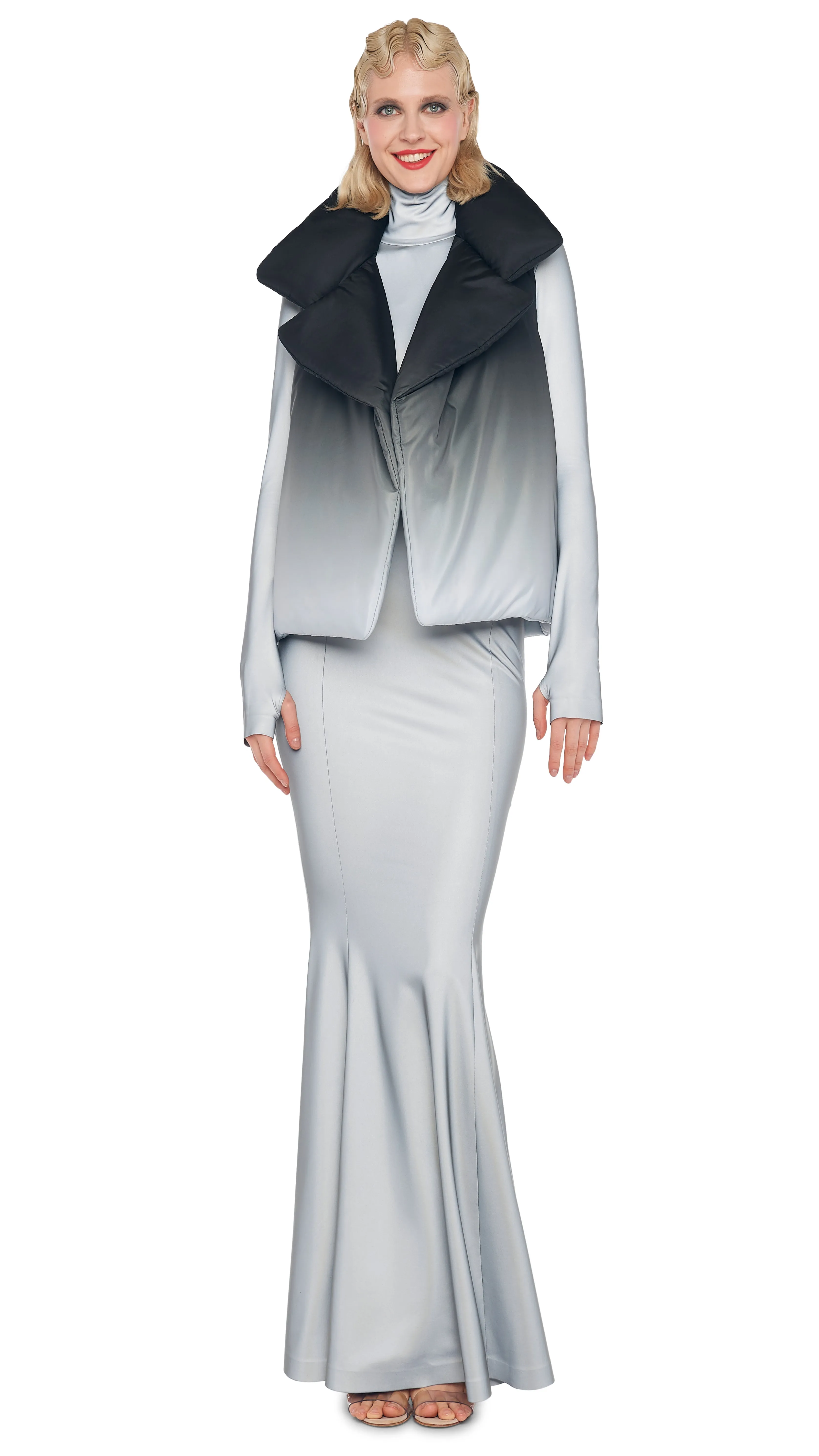 LONG SLEEVE TURTLE FISHTAIL GOWN sold by Norma Kamali