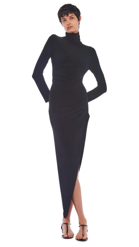 TURTLE NECK SIDE DRAPE GOWN sold by Norma Kamali