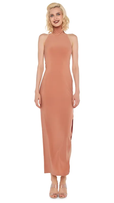 HALTER TURTLE SIDE SLIT GOWN sold by Norma Kamali