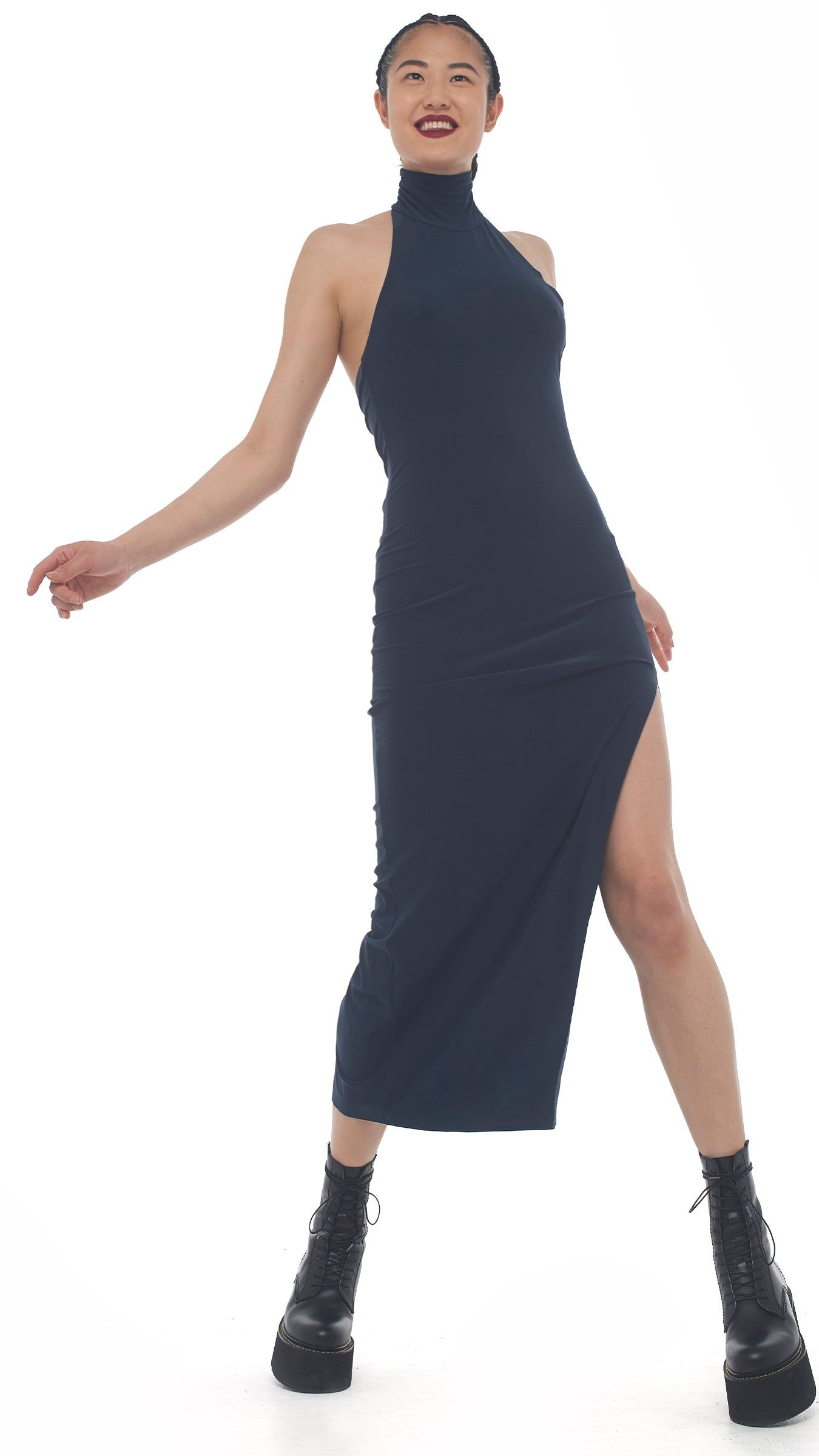 HALTER TURTLE SIDE SLIT GOWN sold by Norma Kamali product image thumbnail 4