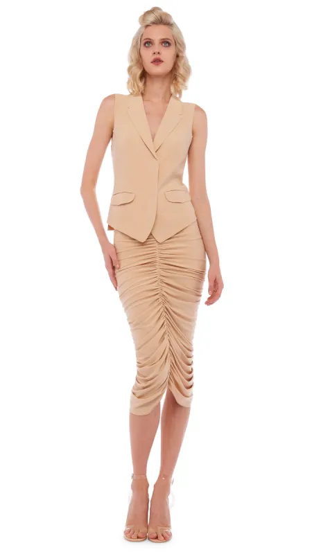 SHIRRED SKIRT TO KNEE sold by Norma Kamali