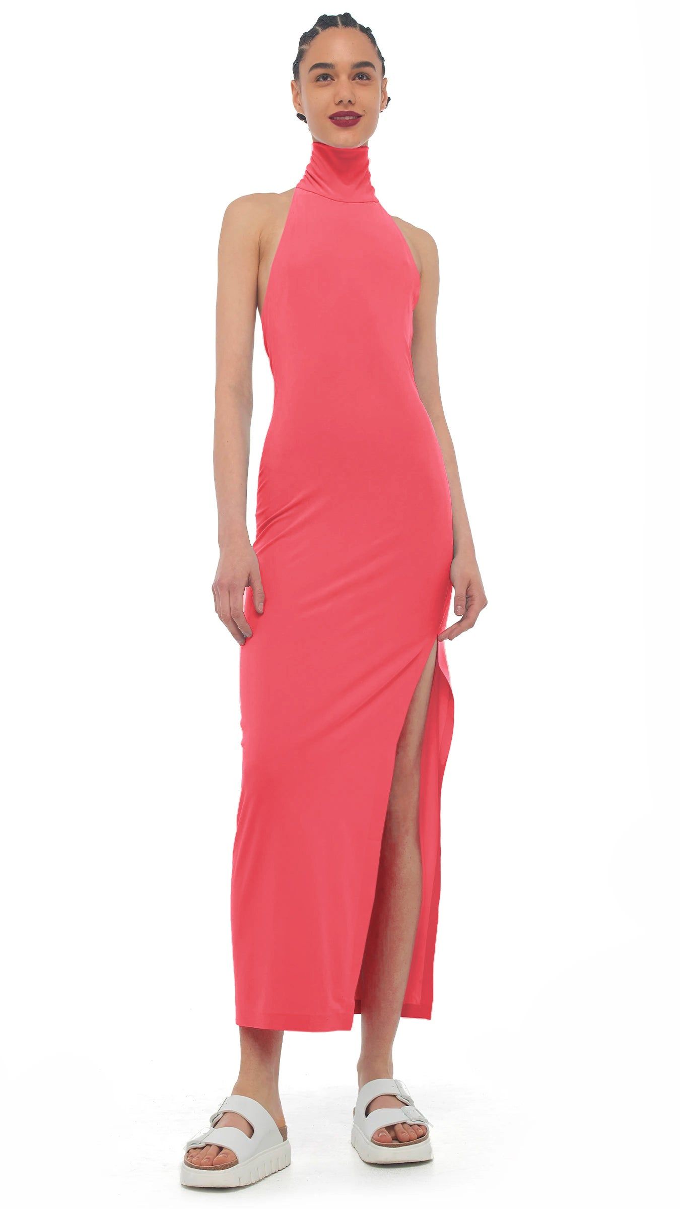 HALTER TURTLE SIDE SLIT GOWN sold by Norma Kamali