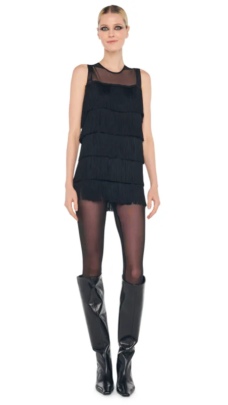 SLEEVELESS ALL OVER FRINGE PICKLEBALL DRESS sold by Norma Kamali