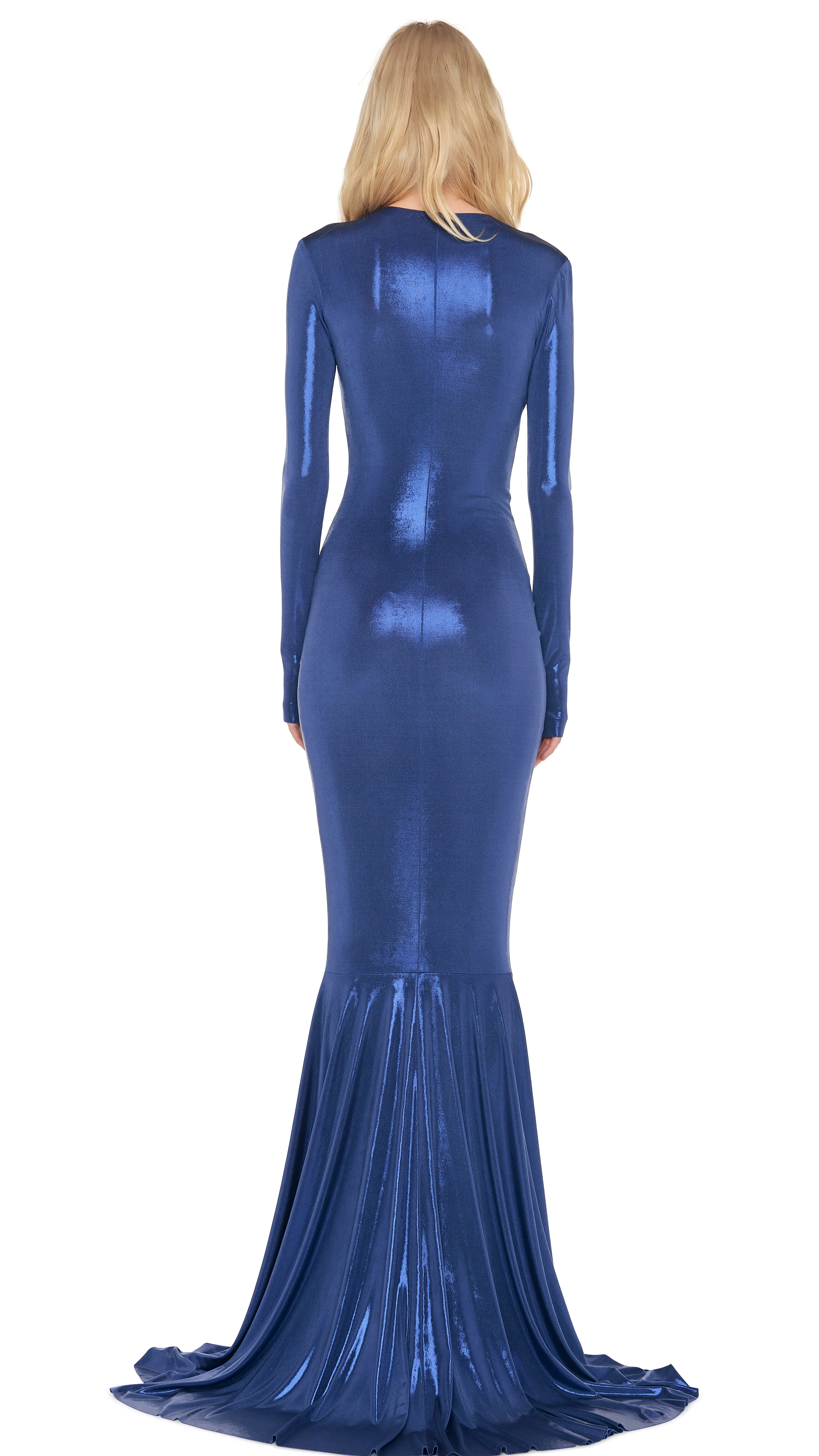 LS V NECK SHIRRED FRONT FISHTAIL GOWN sold by Norma Kamali product image thumbnail 3