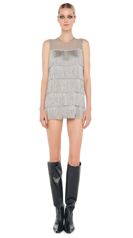 SLEEVELESS ALL OVER FRINGE PICKLEBALL DRESS sold by Norma Kamali