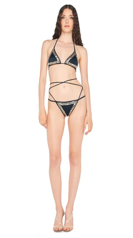 STUD CRISS CROSS BIKINI BRA / BOTTOM sold by Norma Kamali