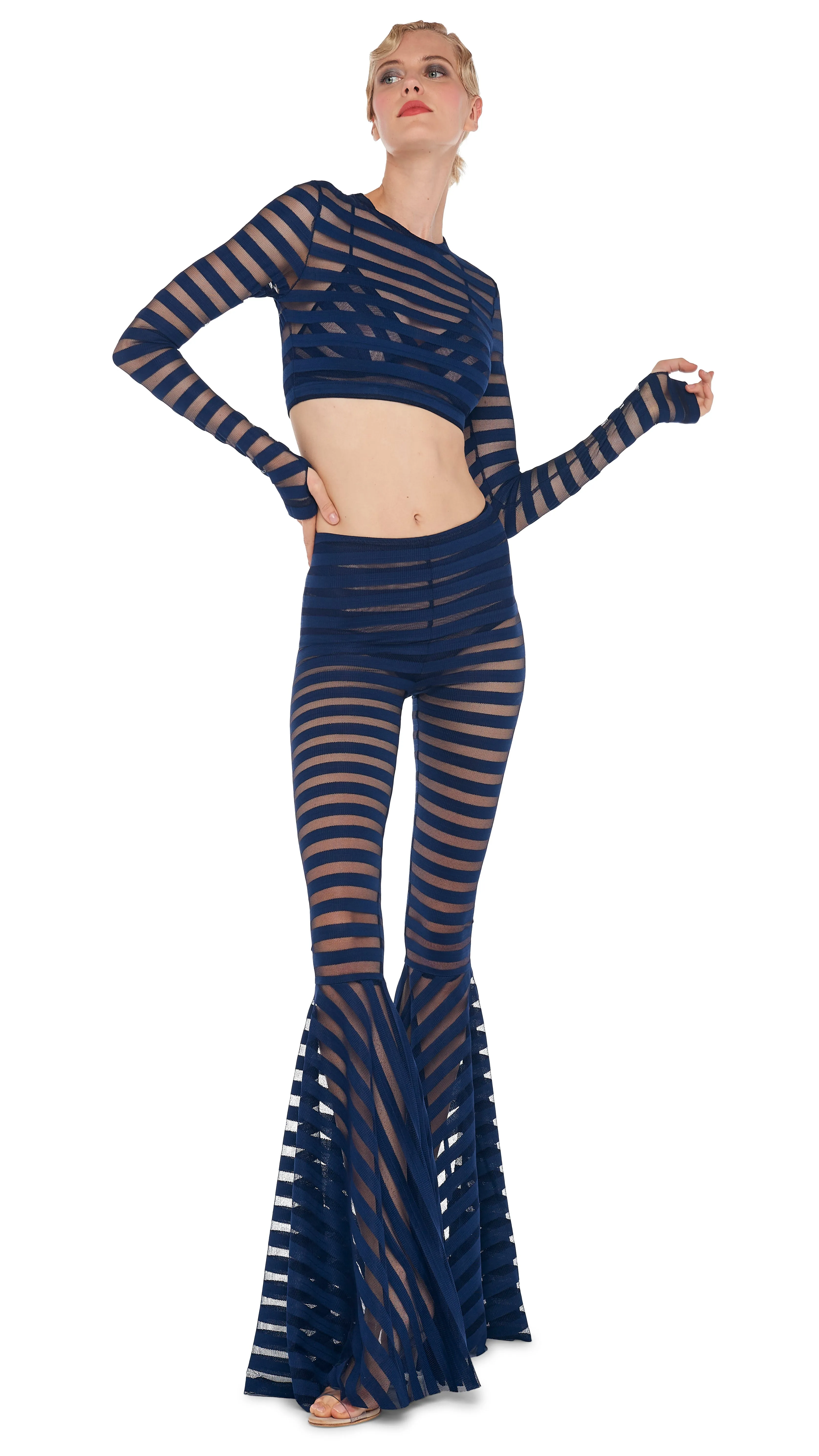 CROPPED LONG SLEEVE CREWNECK TOP sold by Norma Kamali product image thumbnail 5