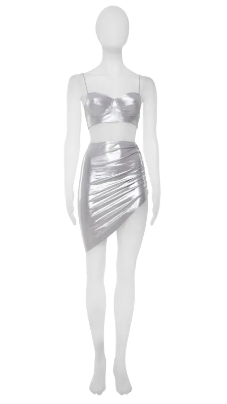 SIDE DRAPE MINI SKIRT sold by Norma Kamali