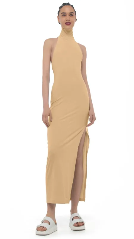 HALTER TURTLE SIDE SLIT GOWN sold by Norma Kamali