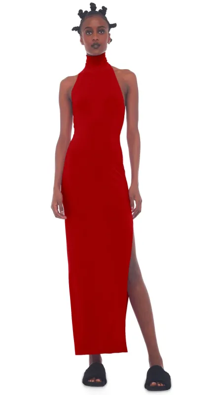 HALTER TURTLE SIDE SLIT GOWN made by Norma Kamali