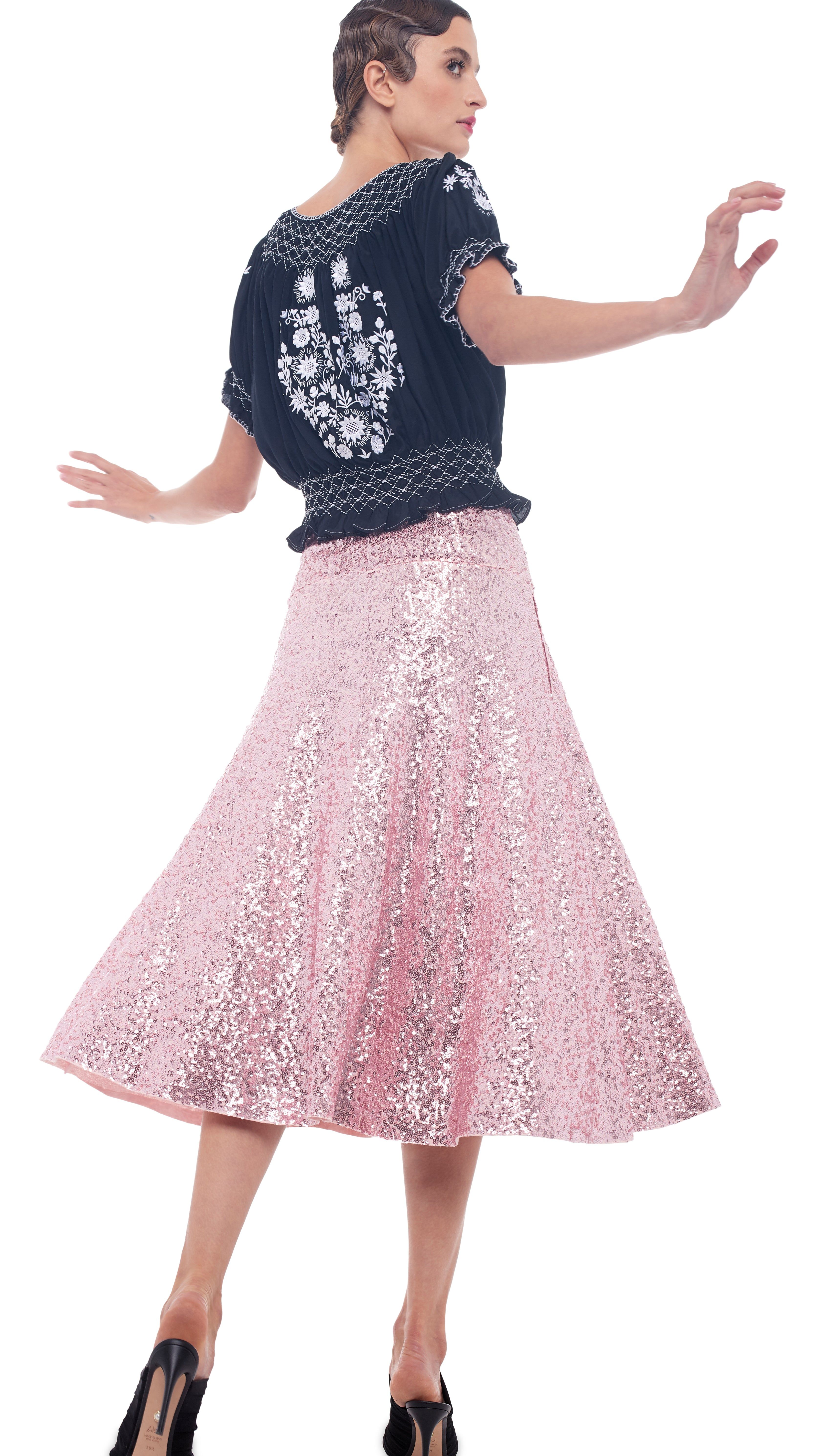 SEQUIN FLARED SKIRT sold by Norma Kamali product image thumbnail 5
