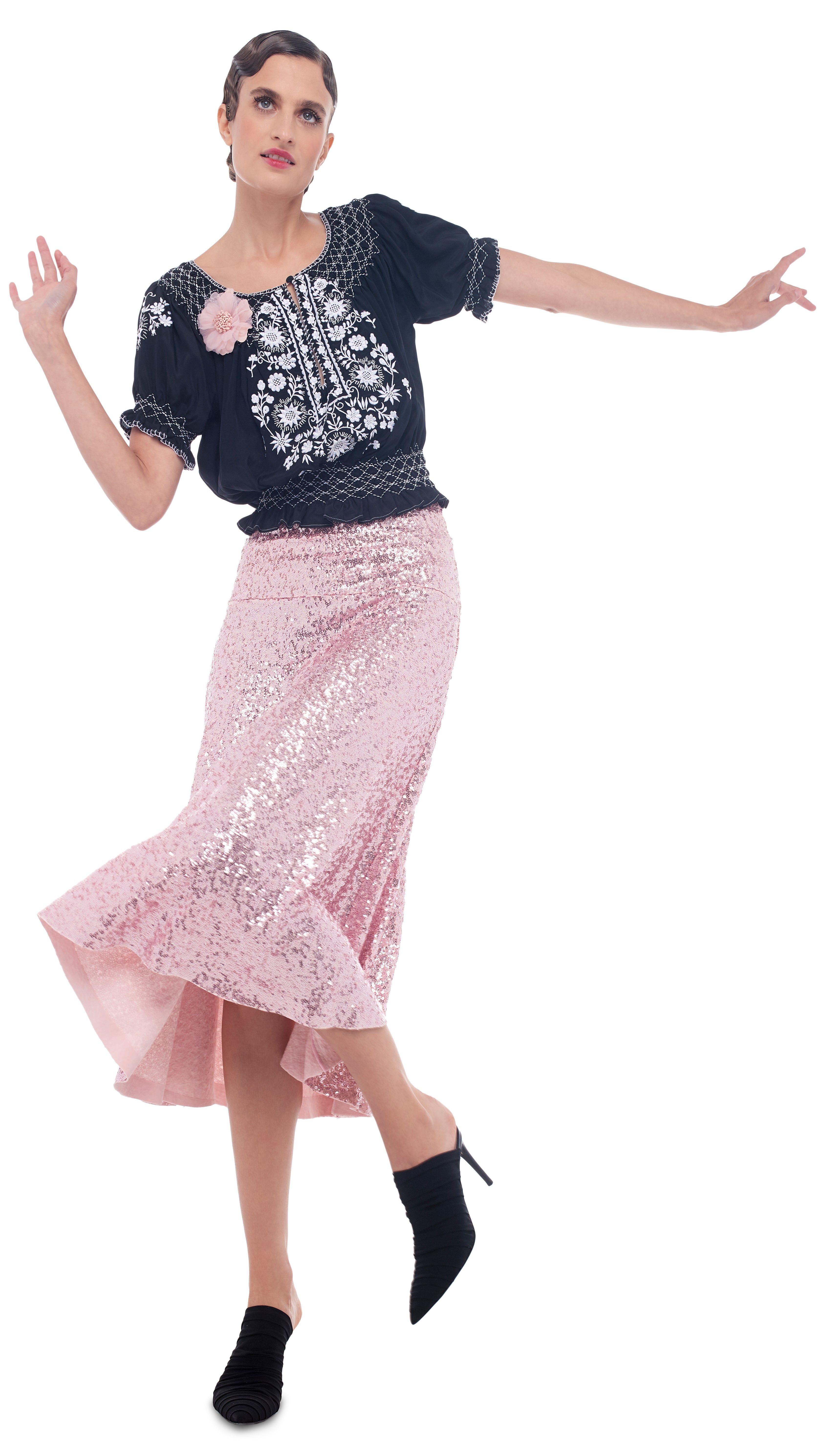 SEQUIN FLARED SKIRT sold by Norma Kamali product image thumbnail 4