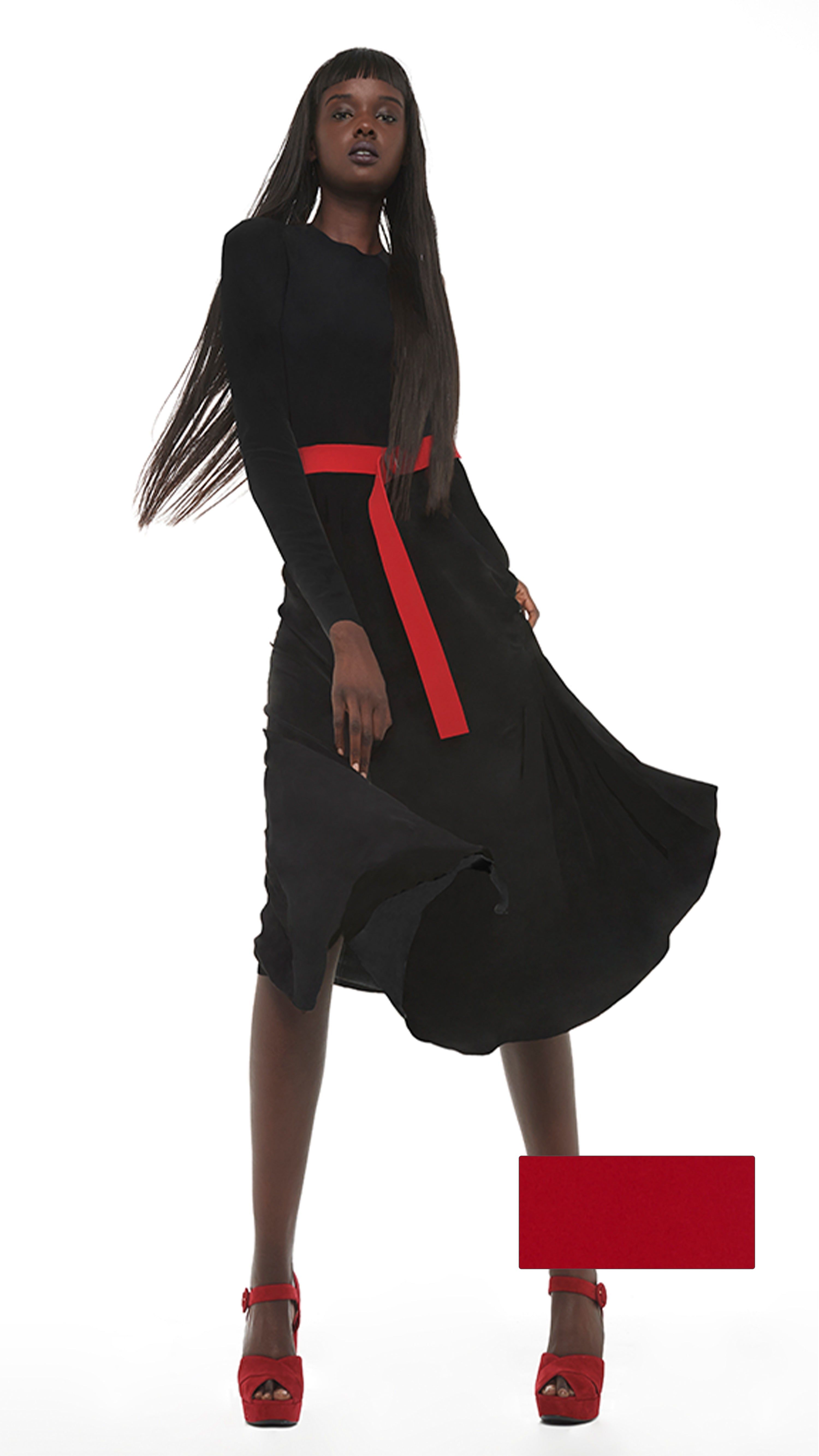 LONG SLEEVE FLARED DRESS sold by Norma Kamali