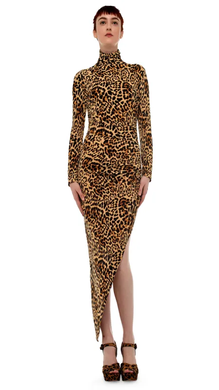 TURTLE NECK SIDE DRAPE GOWN sold by Norma Kamali