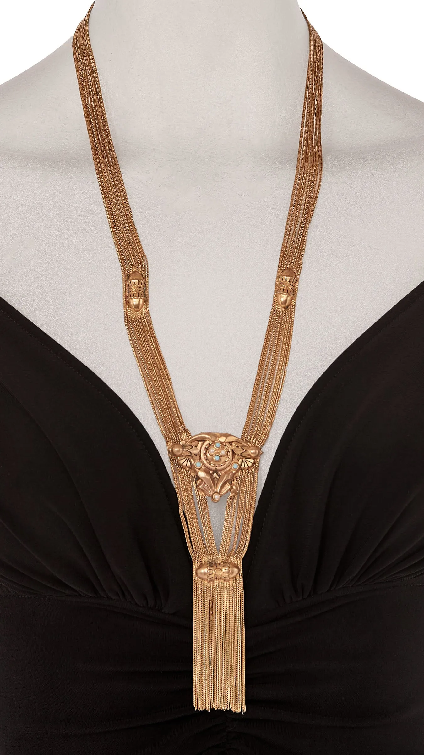 LION HEAD BRASS NECKLACE/ TURQUOISE EYES sold by Norma Kamali product image thumbnail 3