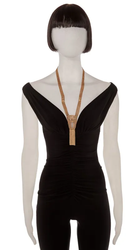 LION HEAD BRASS NECKLACE/ TURQUOISE EYES made by Norma Kamali