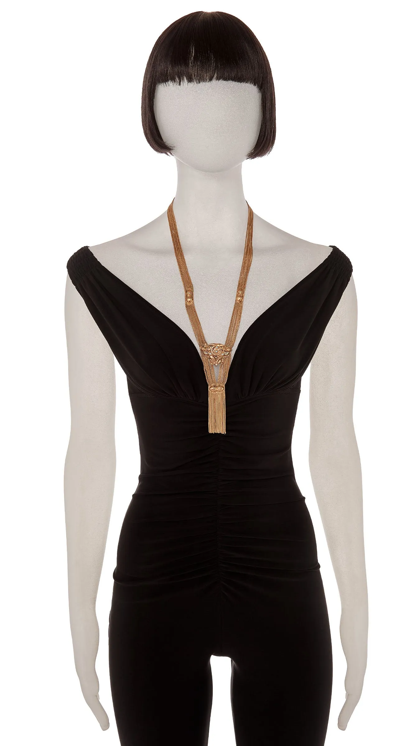 LION HEAD BRASS NECKLACE/ TURQUOISE EYES sold by Norma Kamali