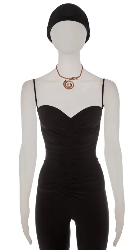 GOLD SWIRL WITH CRYSTAL PENDANT NECKLACE sold by Norma Kamali