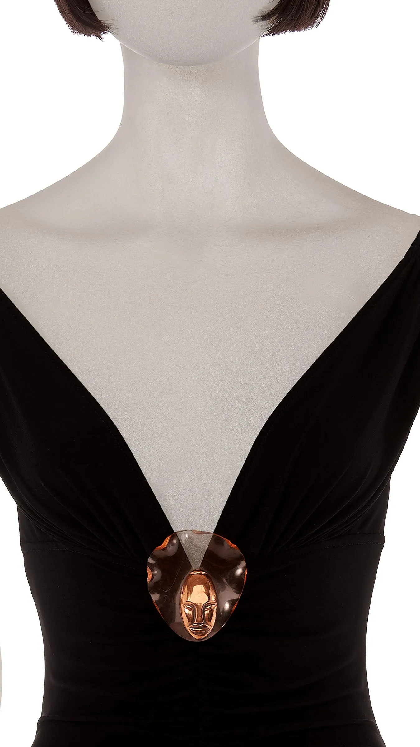 BRASS FACE ON LUCITE BROOCH sold by Norma Kamali product image thumbnail 2