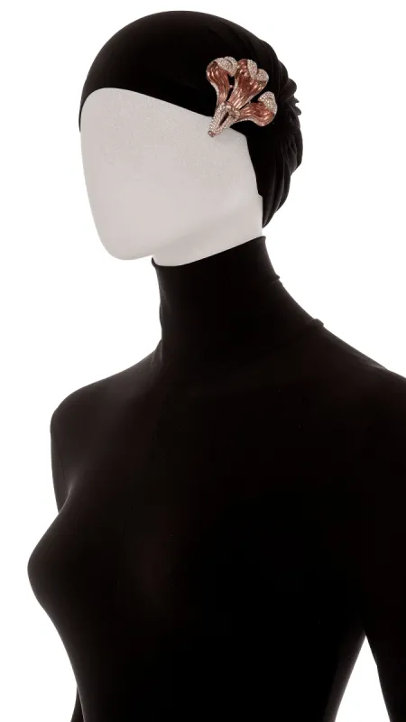 ROSE GOLD ORCHID FLOWER HAT PIN WITH PAVE RHINESTONES sold by Norma Kamali