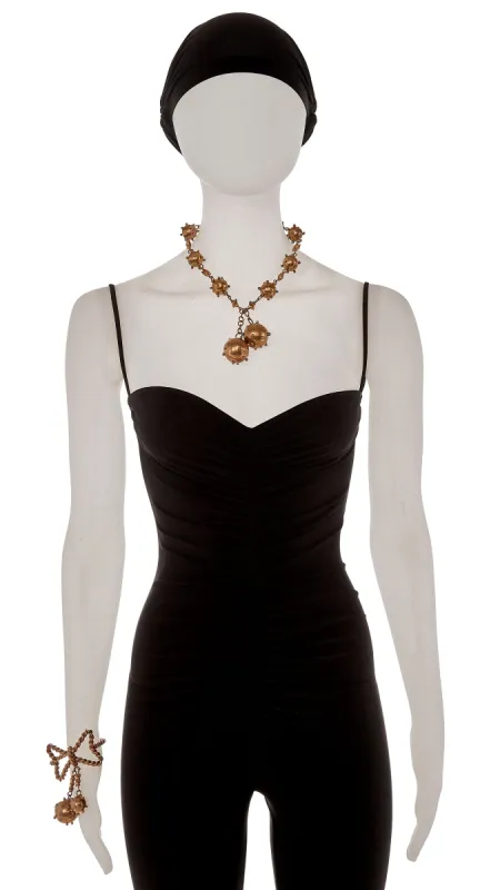 SPIKE NECKLACE AND BOW SPIKE BANGLE made by Norma Kamali