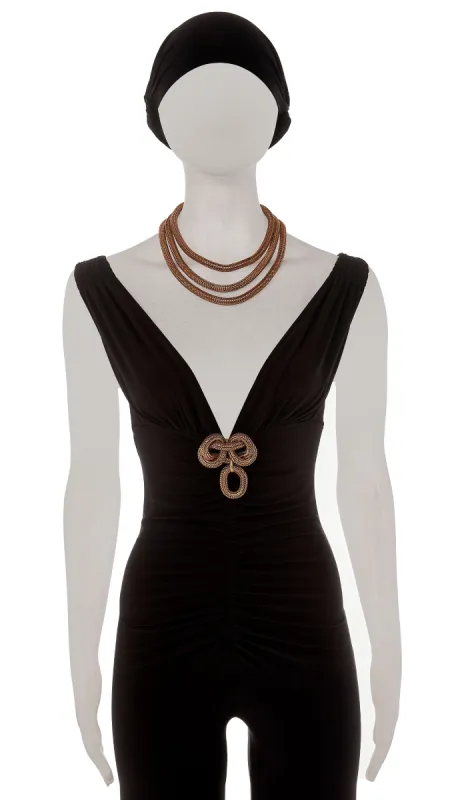 THREE LAYER NECKLACE AND BROOCH sold by Norma Kamali