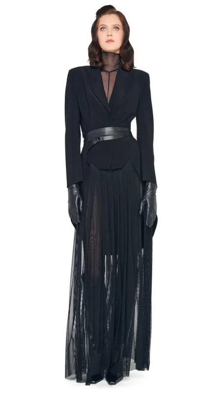 PLEATED LONG SKIRT W/ SLIT sold by Norma Kamali