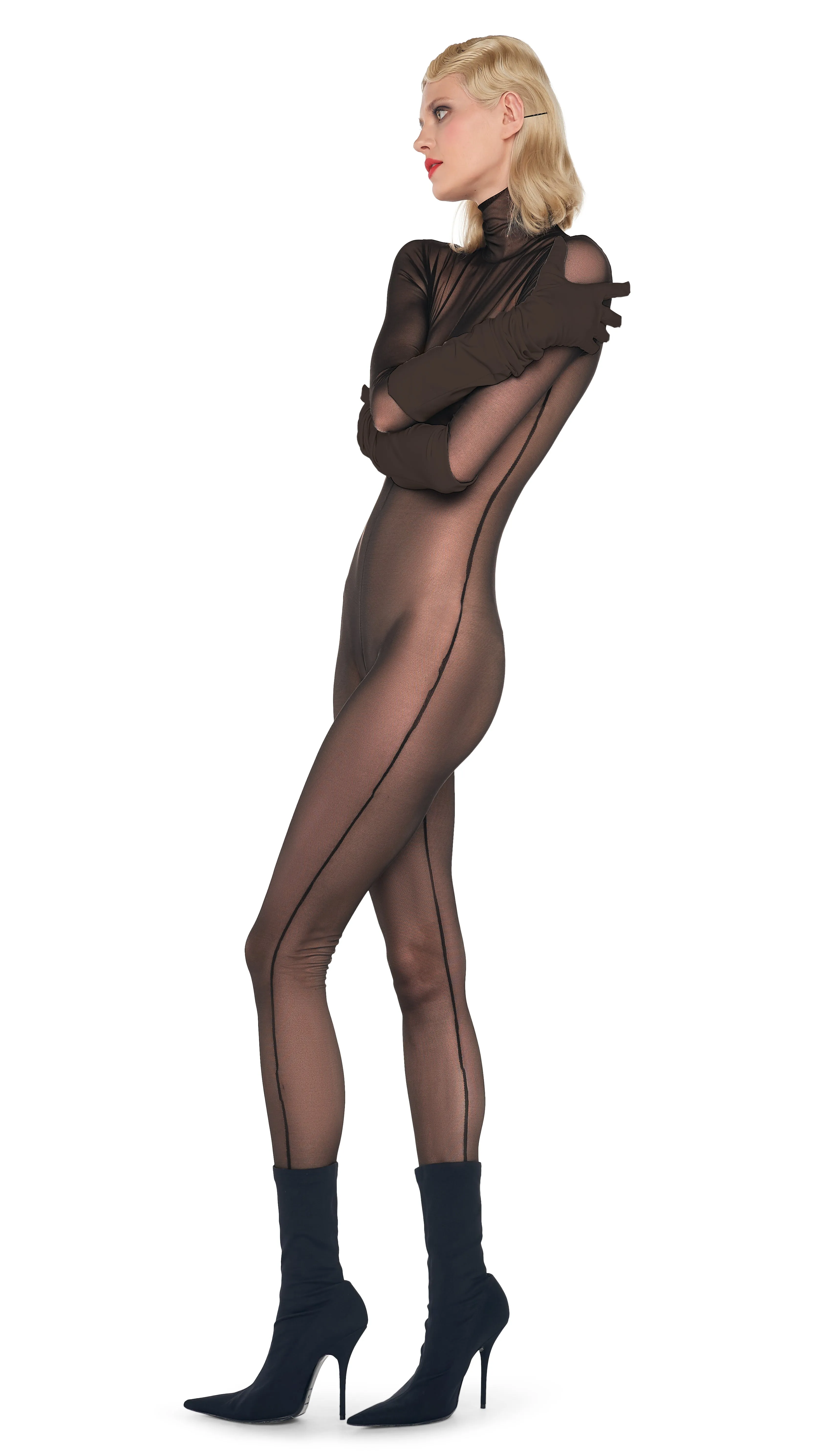 LONG SLEEVE SLIM FIT TURTLE CATSUIT sold by Norma Kamali product image thumbnail 2