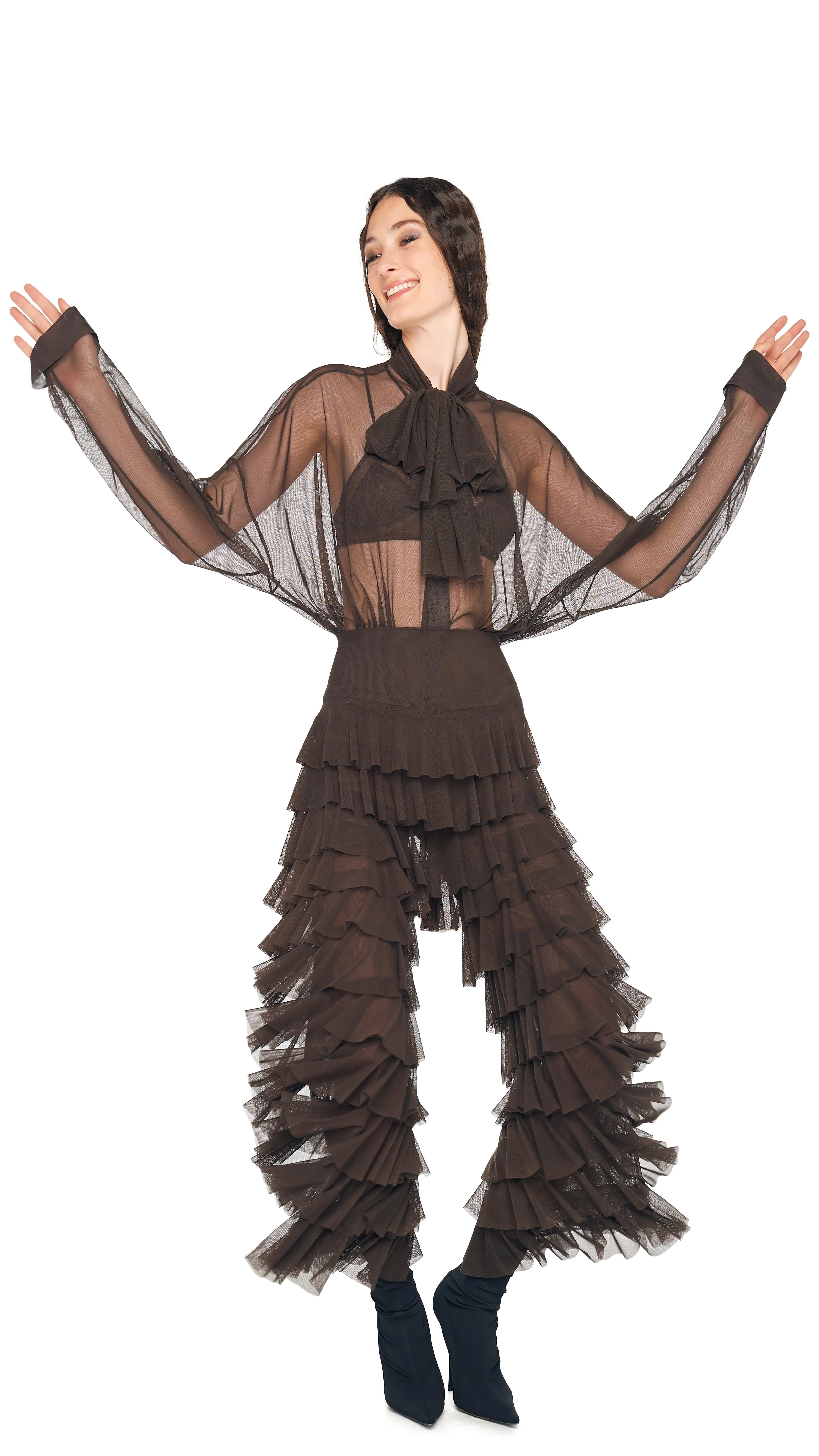 WIDE LEG RUFFLE PANT sold by Norma Kamali product image thumbnail 5