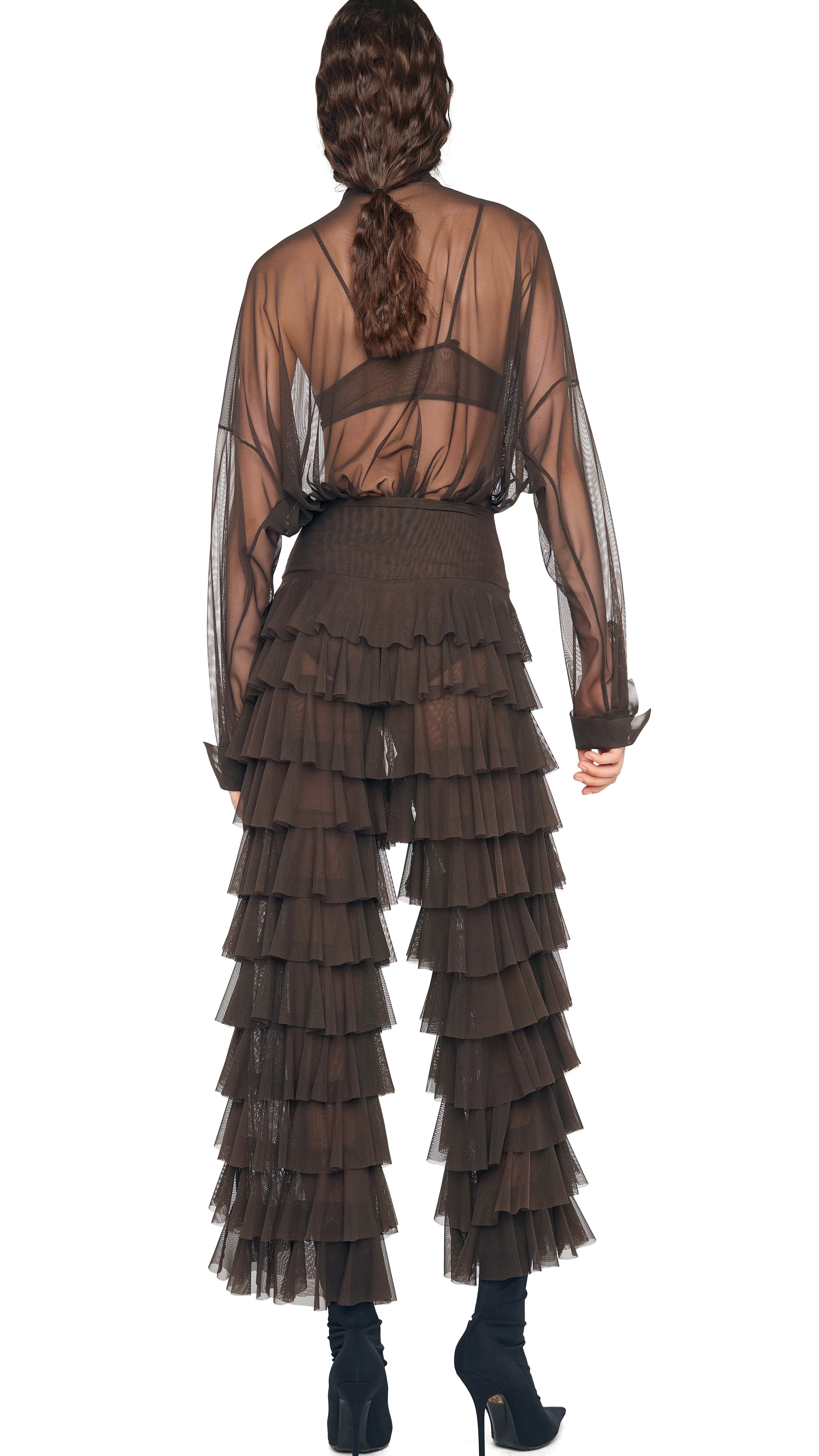 WIDE LEG RUFFLE PANT sold by Norma Kamali product image thumbnail 3