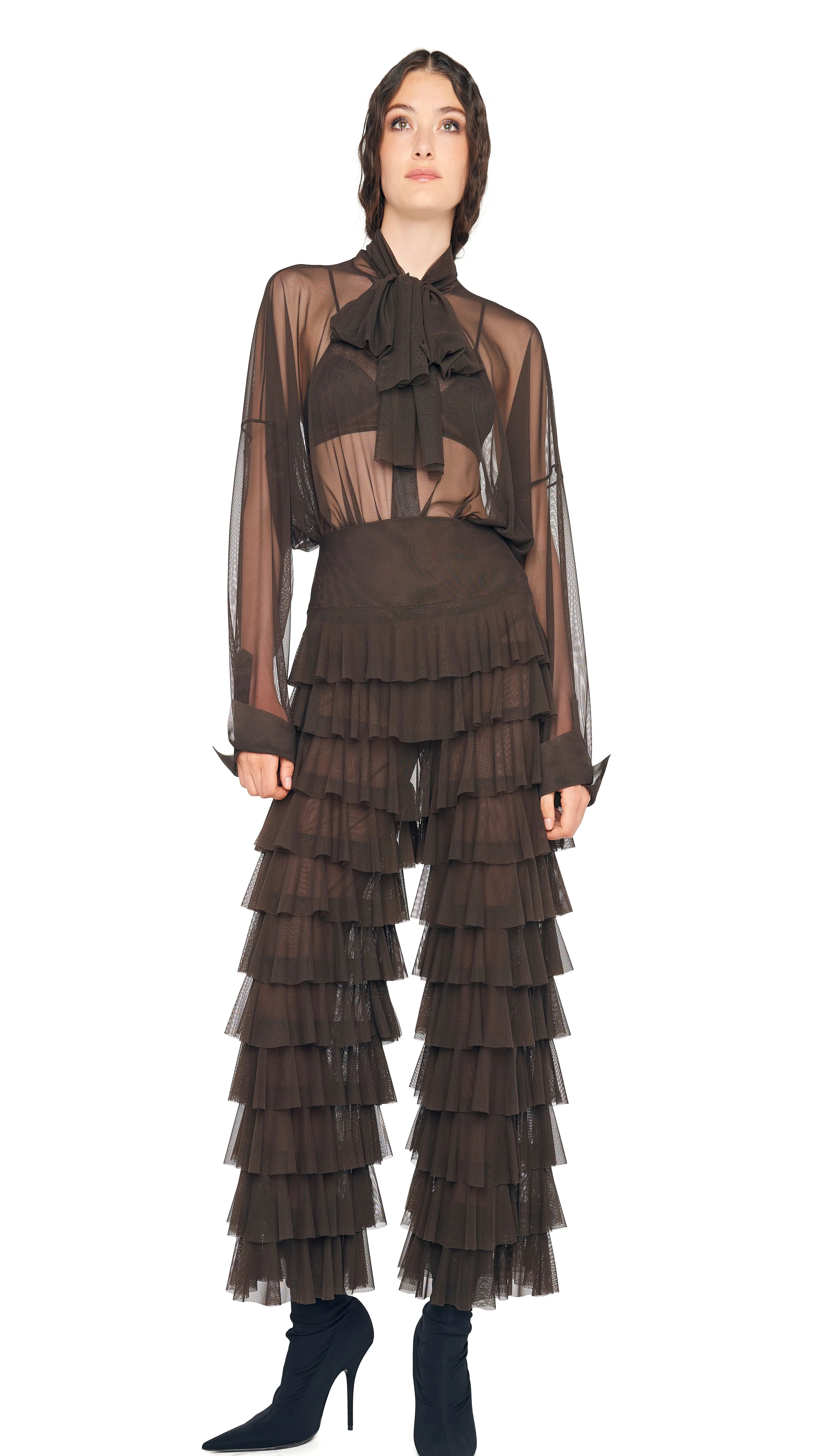 WIDE LEG RUFFLE PANT sold by Norma Kamali