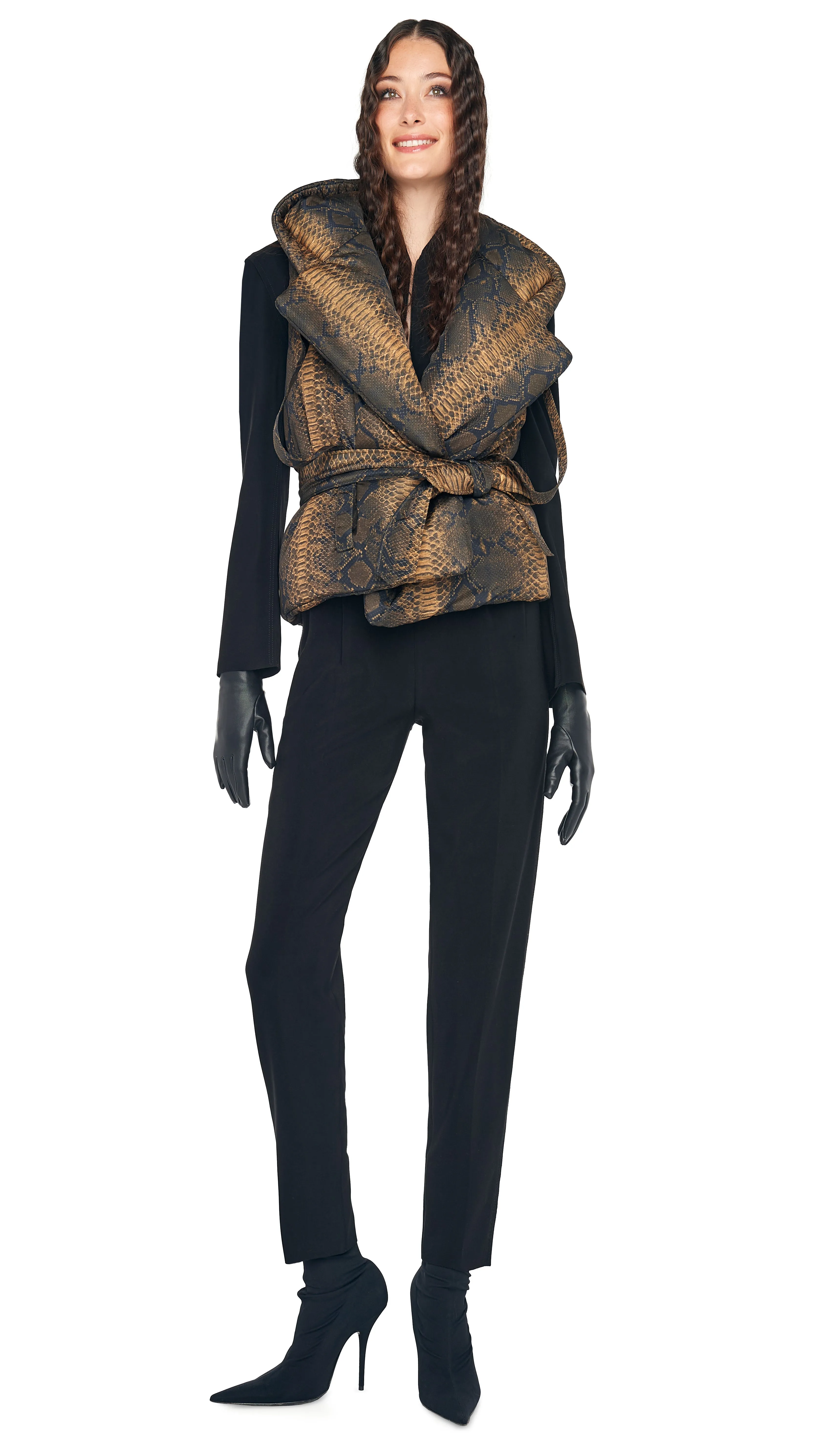 HOODED SLEEVELESS SLEEPING BAG VEST sold by Norma Kamali