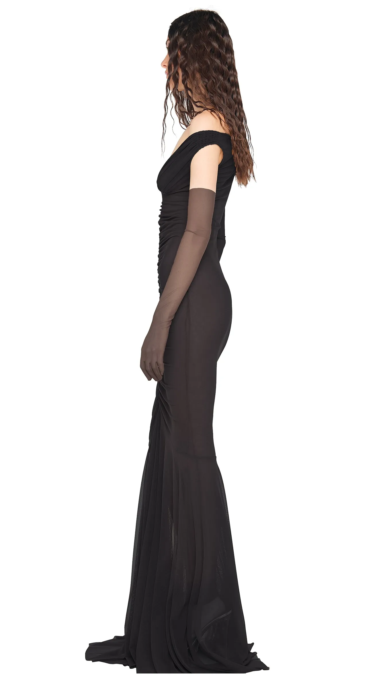TARA SHIRRED FRONT FISHTAIL GOWN sold by Norma Kamali product image thumbnail 2