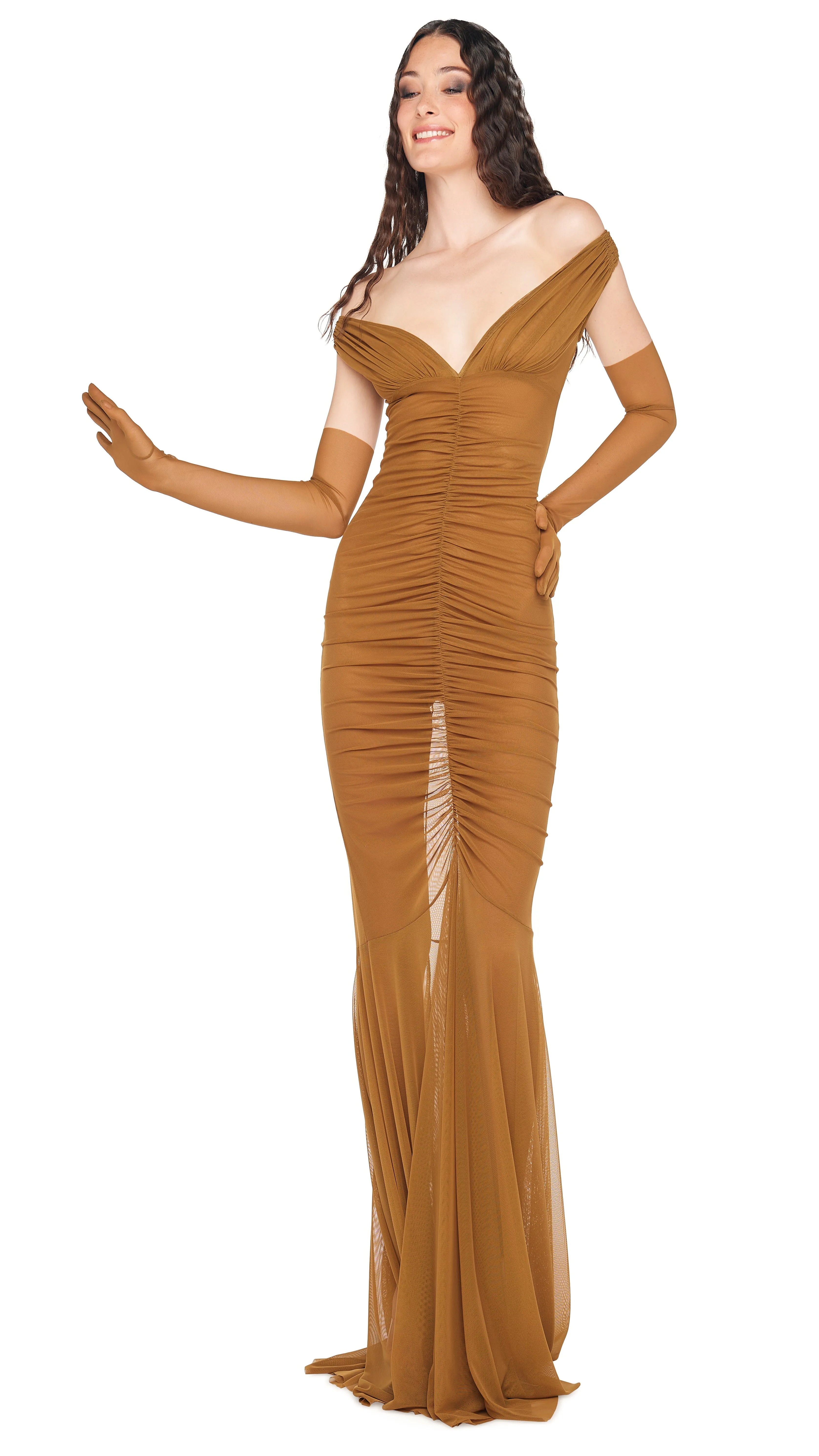 TARA SHIRRED FRONT FISHTAIL GOWN sold by Norma Kamali product image thumbnail 4