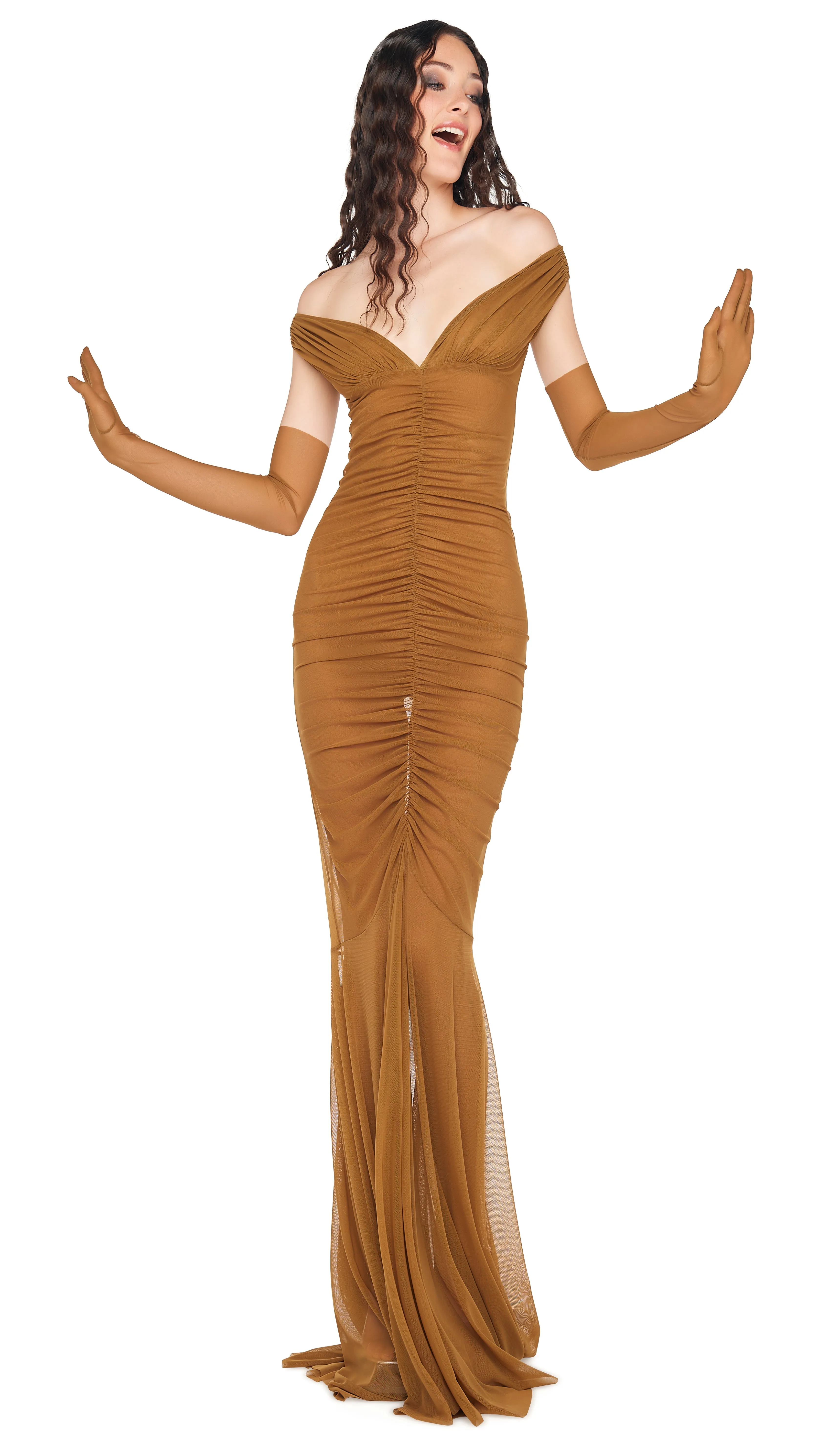 TARA SHIRRED FRONT FISHTAIL GOWN sold by Norma Kamali product image thumbnail 5
