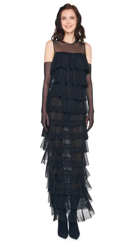 SLEEVELESS TIERED RUFFLE GOWN sold by Norma Kamali
