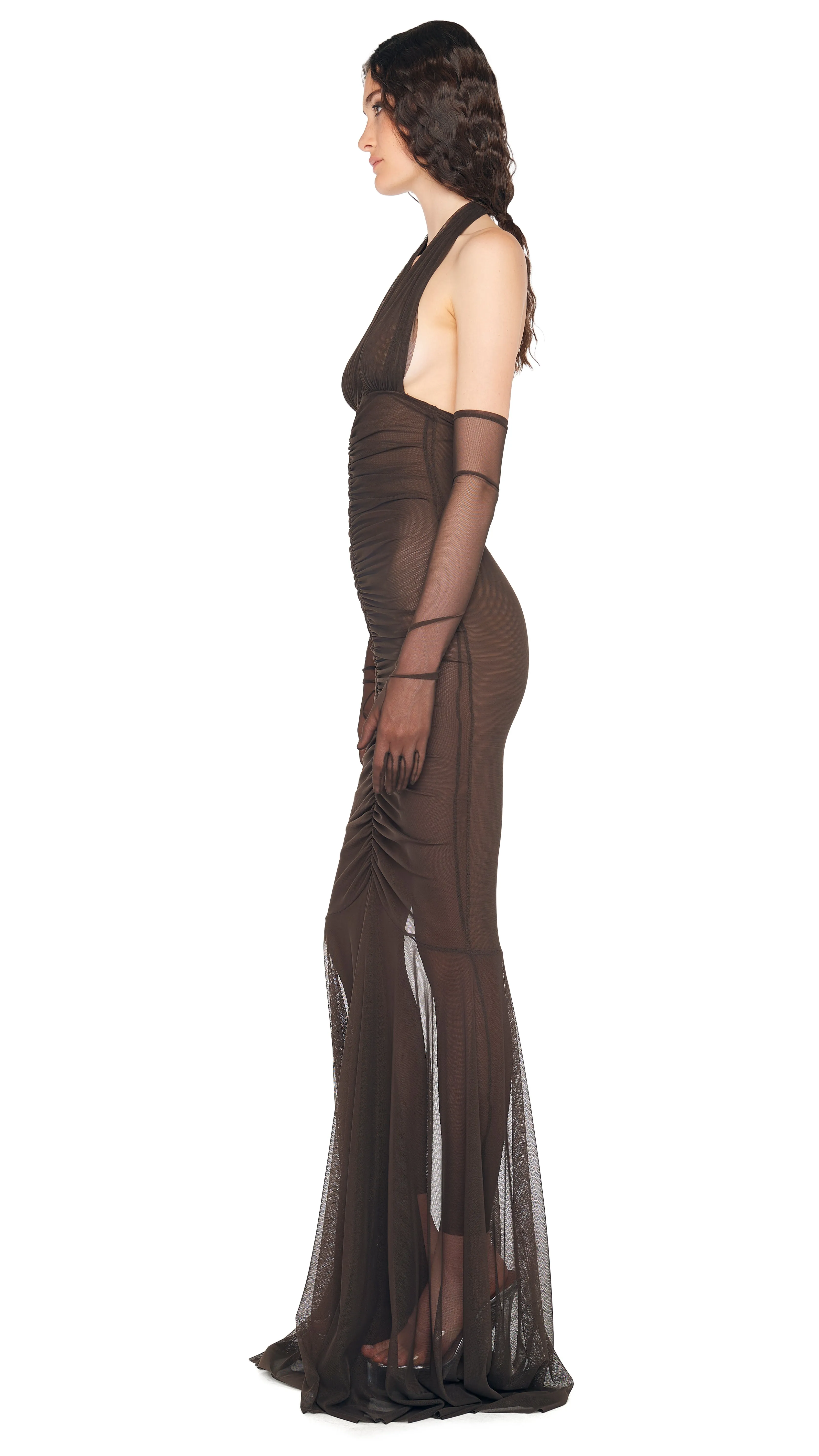 HALTER SHIRRED FRONT FISHTAIL GOWN sold by Norma Kamali product image thumbnail 2