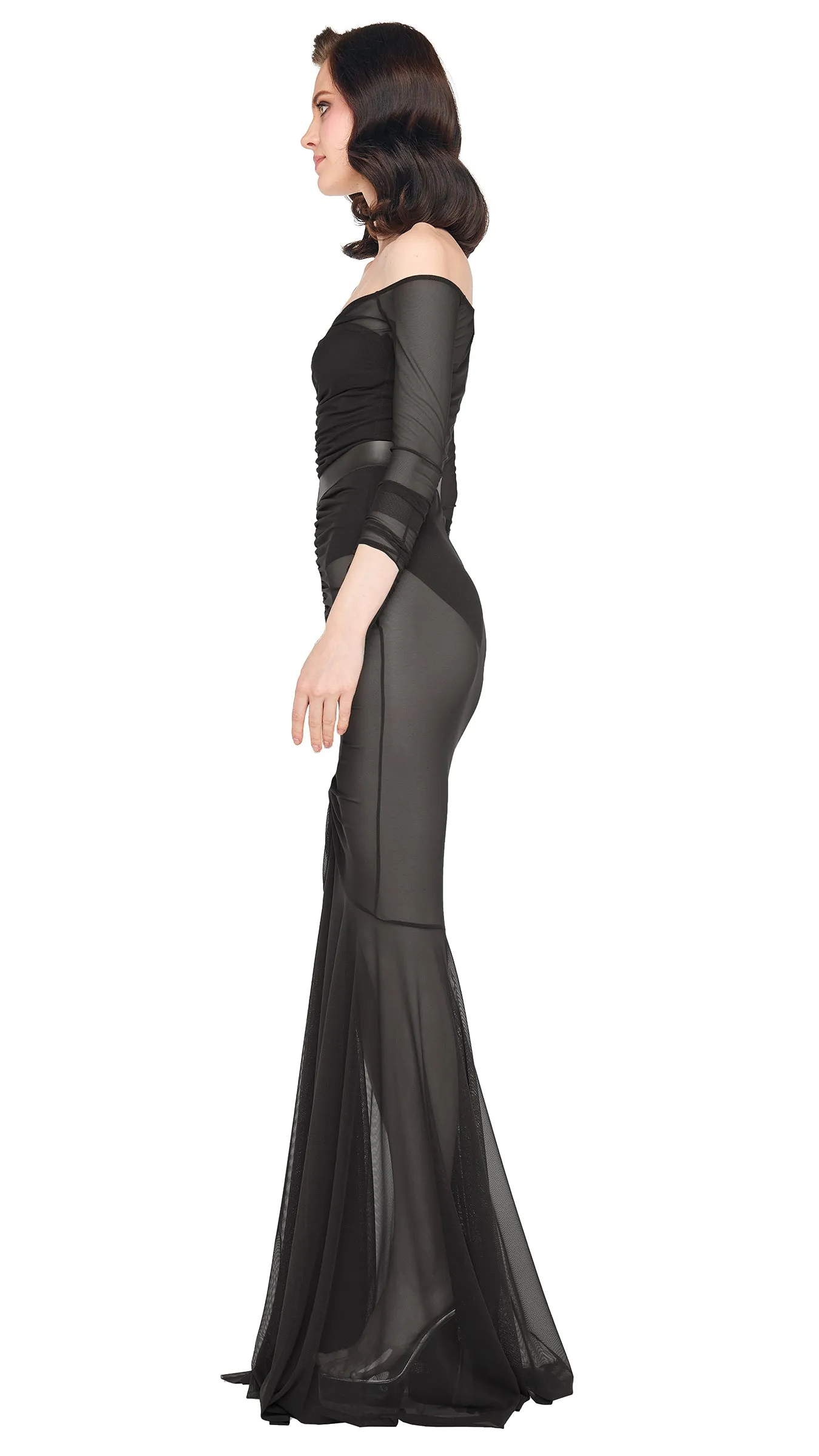 OFF SHOULDER SHIRRED FISHTAIL GOWN sold by Norma Kamali product image thumbnail 2